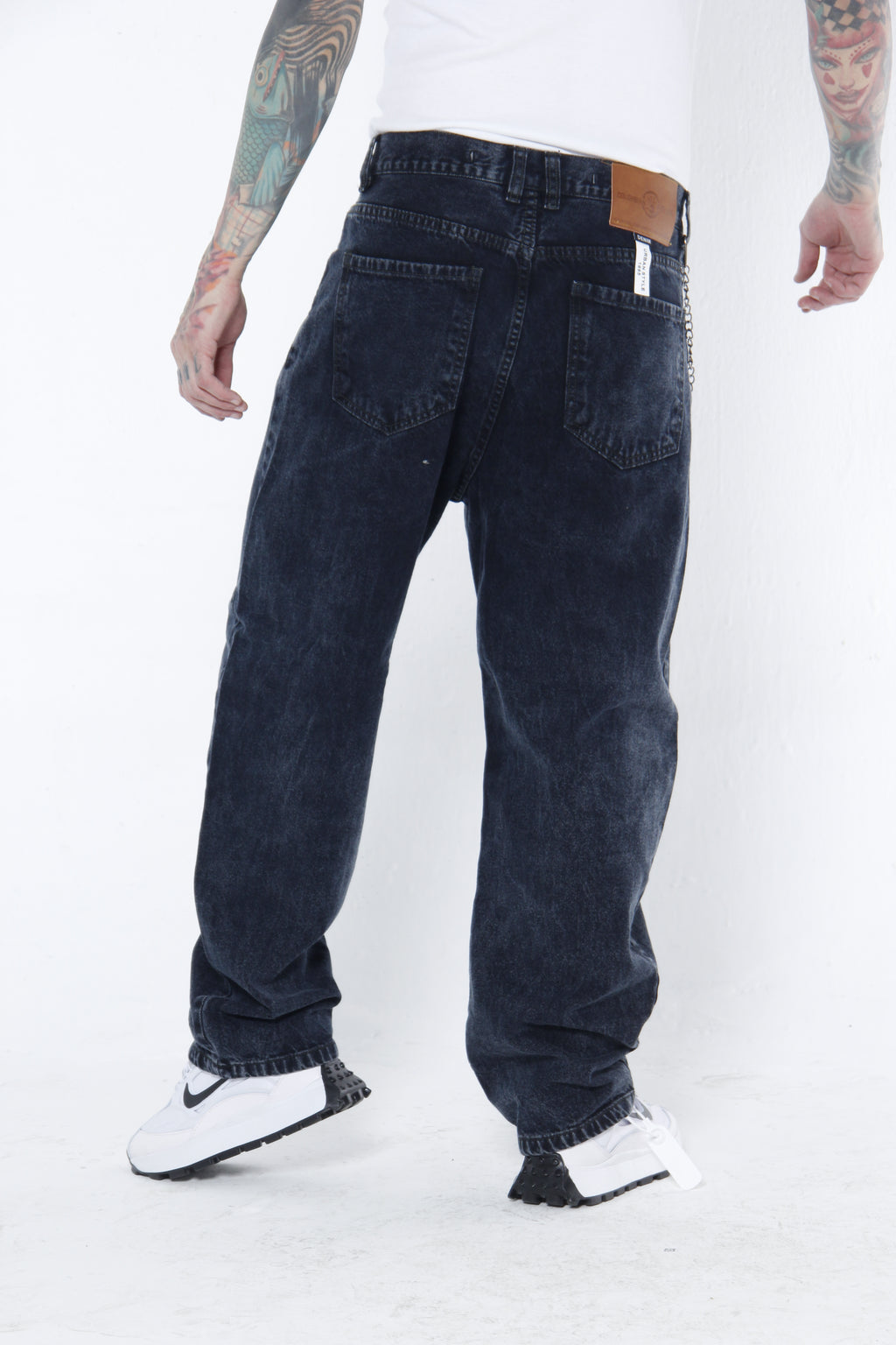 Jeans Hombre Baggy Fit - Lavado Vintage Azul Verdoso (Green Cast) Sin Roturas