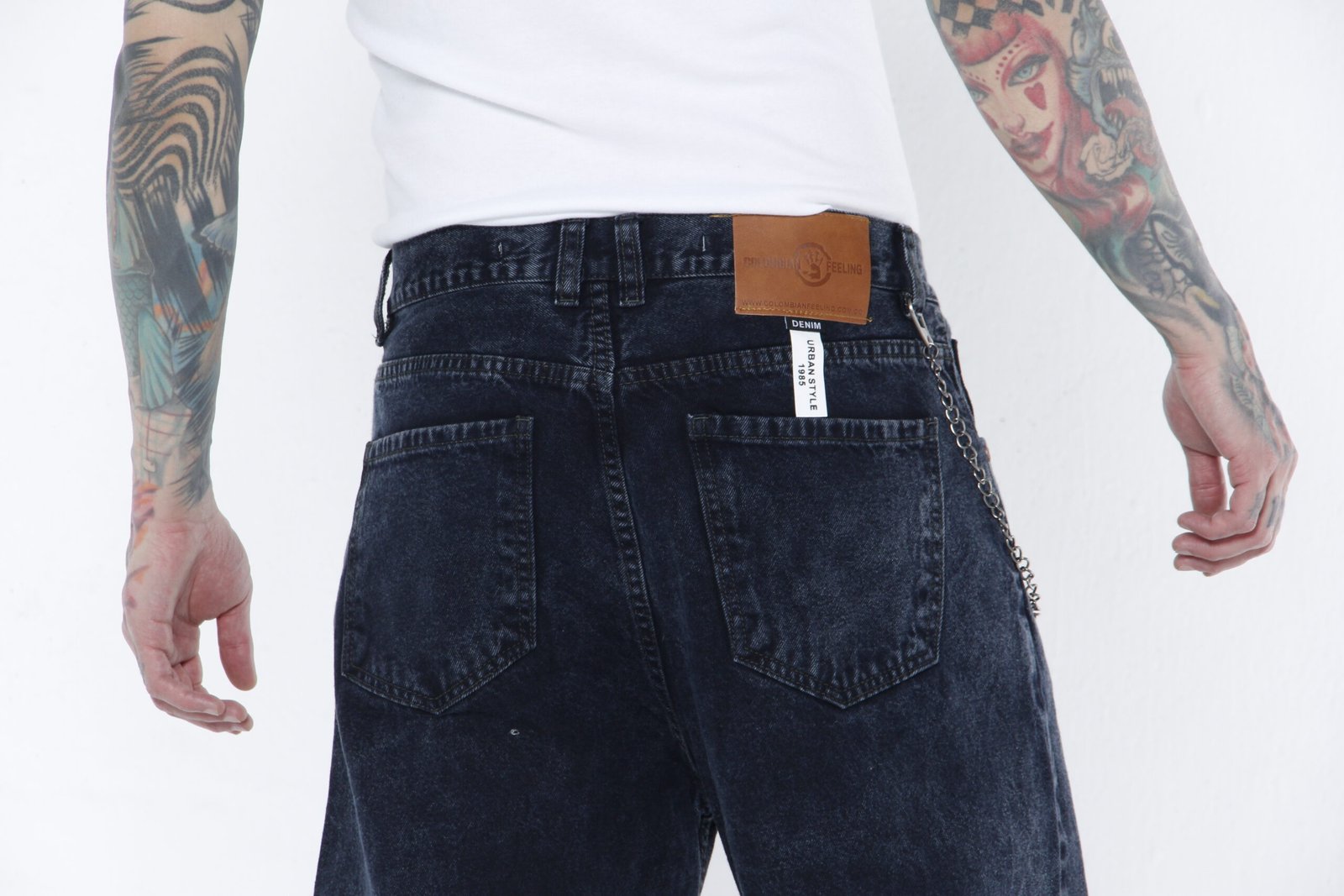 Jeans Hombre Baggy Fit - Negro Nevado (Acid Wash) Estilo Urbano