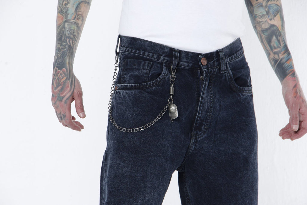 Jeans Hombre Baggy Fit - Negro Nevado (Acid Wash) Estilo Urbano