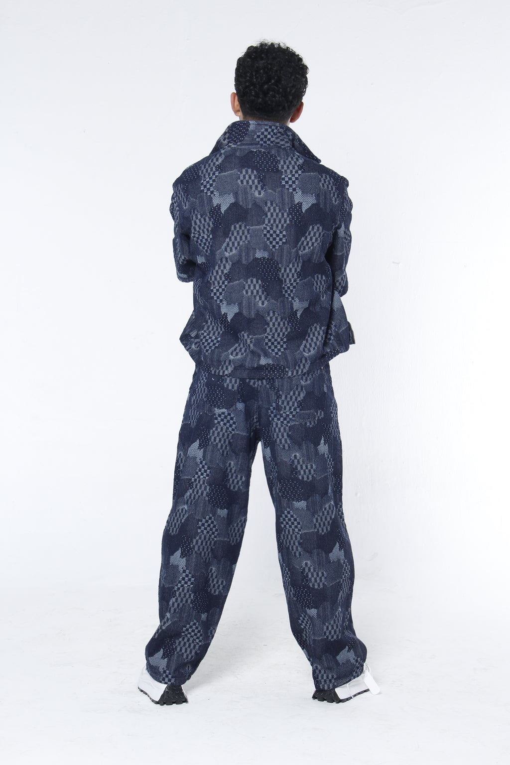 Pantalón jackard Azul Oscuro Geométrico