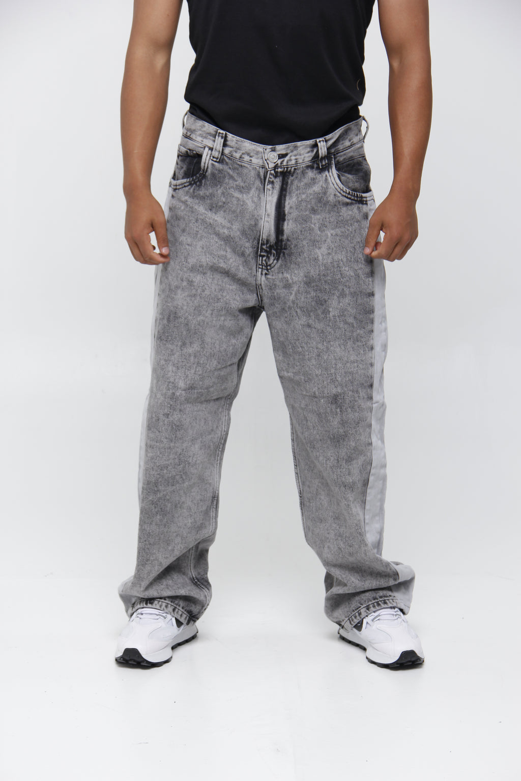 Jean Baggy Gris con Franja Lateral para Hombre - Estilo Urbano