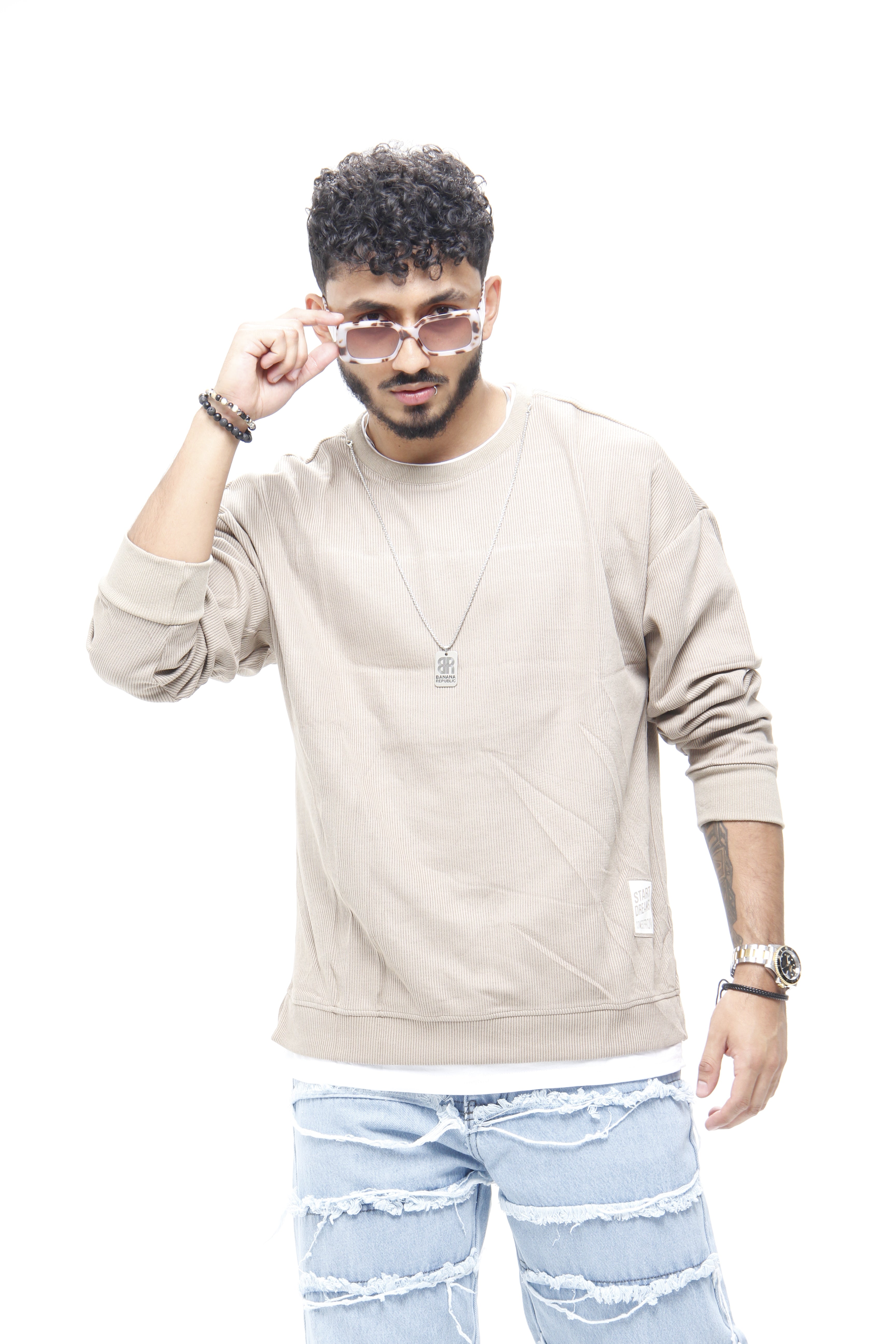 Buzo Manga Larga Sand Texture (Cadena Incluida)