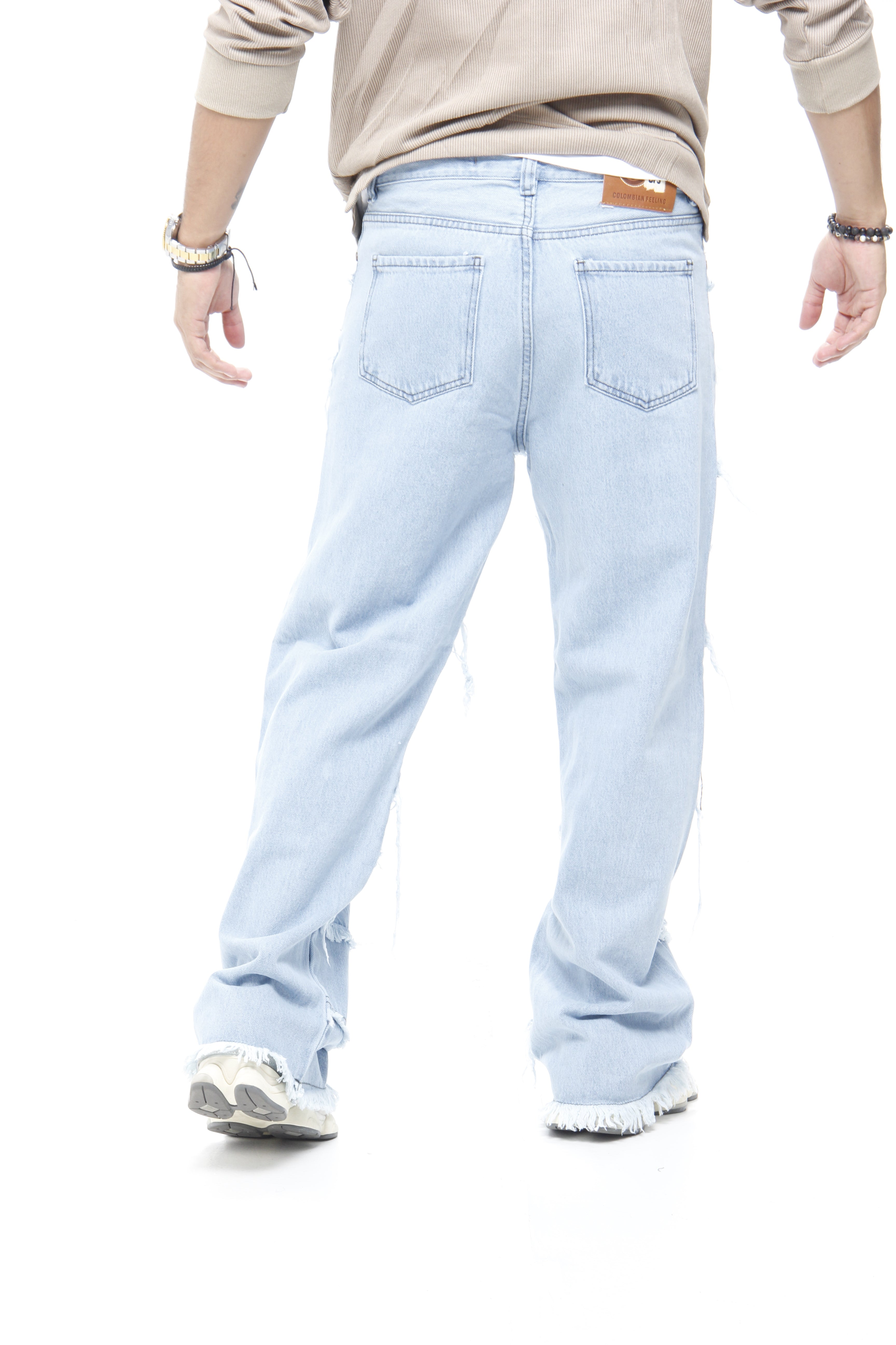 Jeans Trendy Fit  – Pantalón Denim con Diseño de Flecos Estilo Deconstructed Streetwear