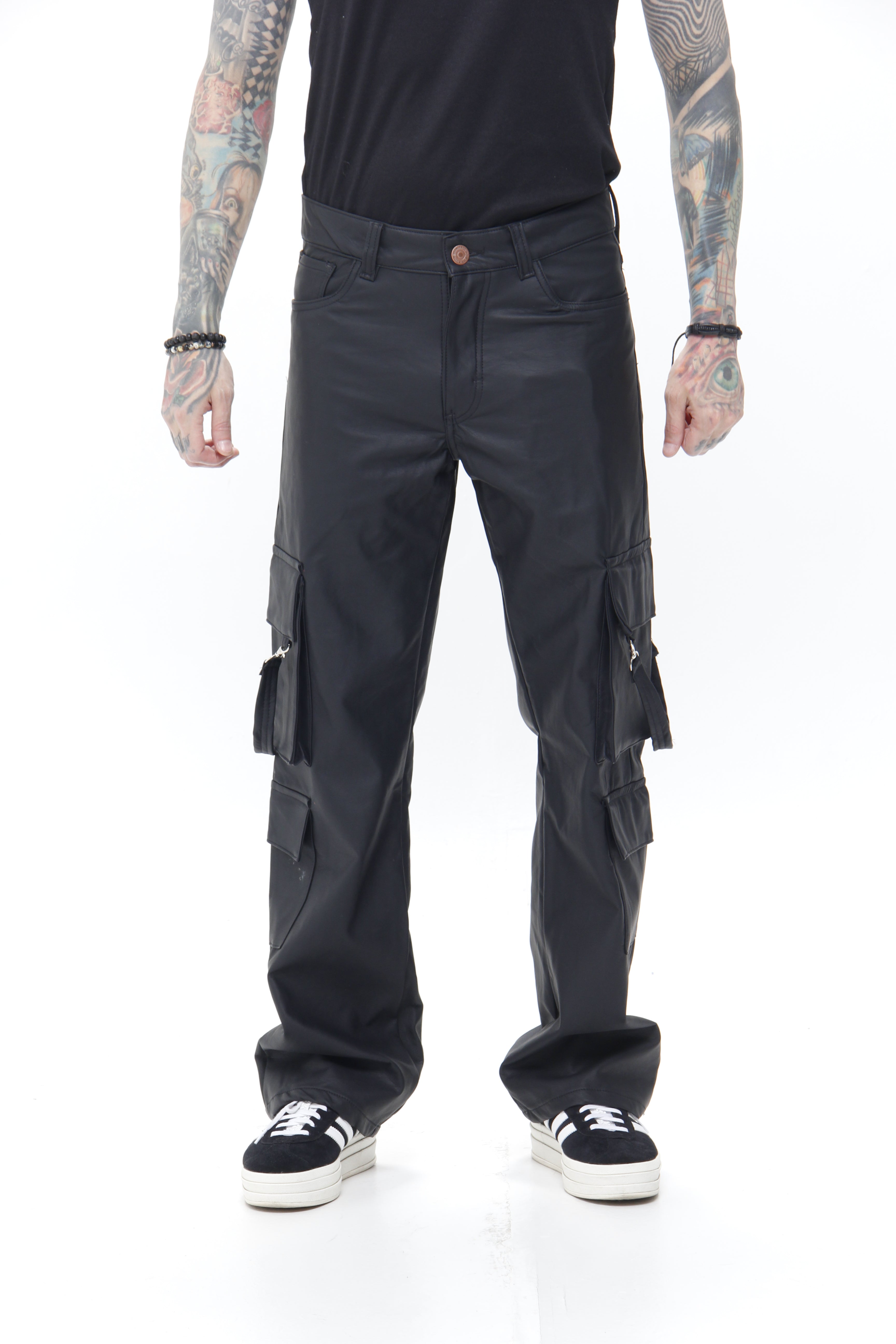 Pantalón Cargo Loose Fit Efecto Cuero
