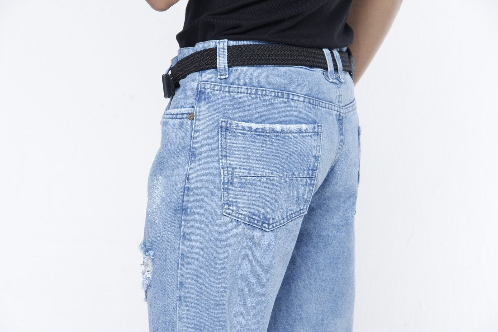Jeans Rotos Hombre Light Blue -  (Straight Fit) Estilo Urbano