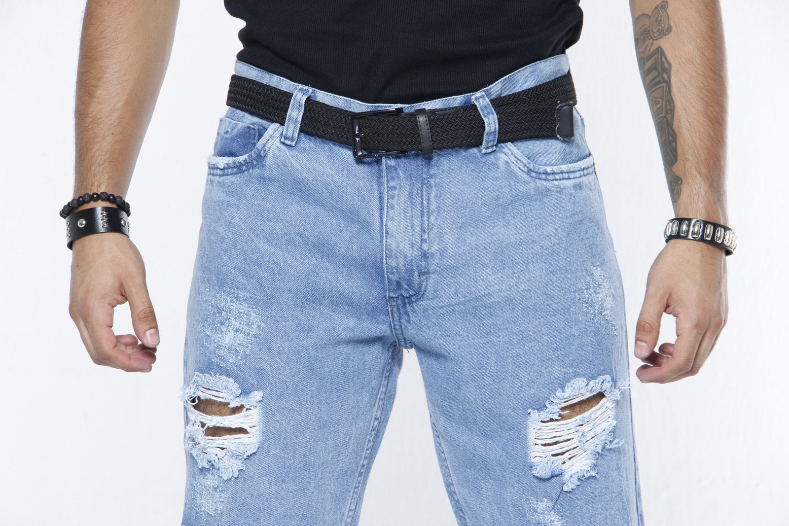 Jeans Rotos Hombre Light Blue -  (Straight Fit) Estilo Urbano