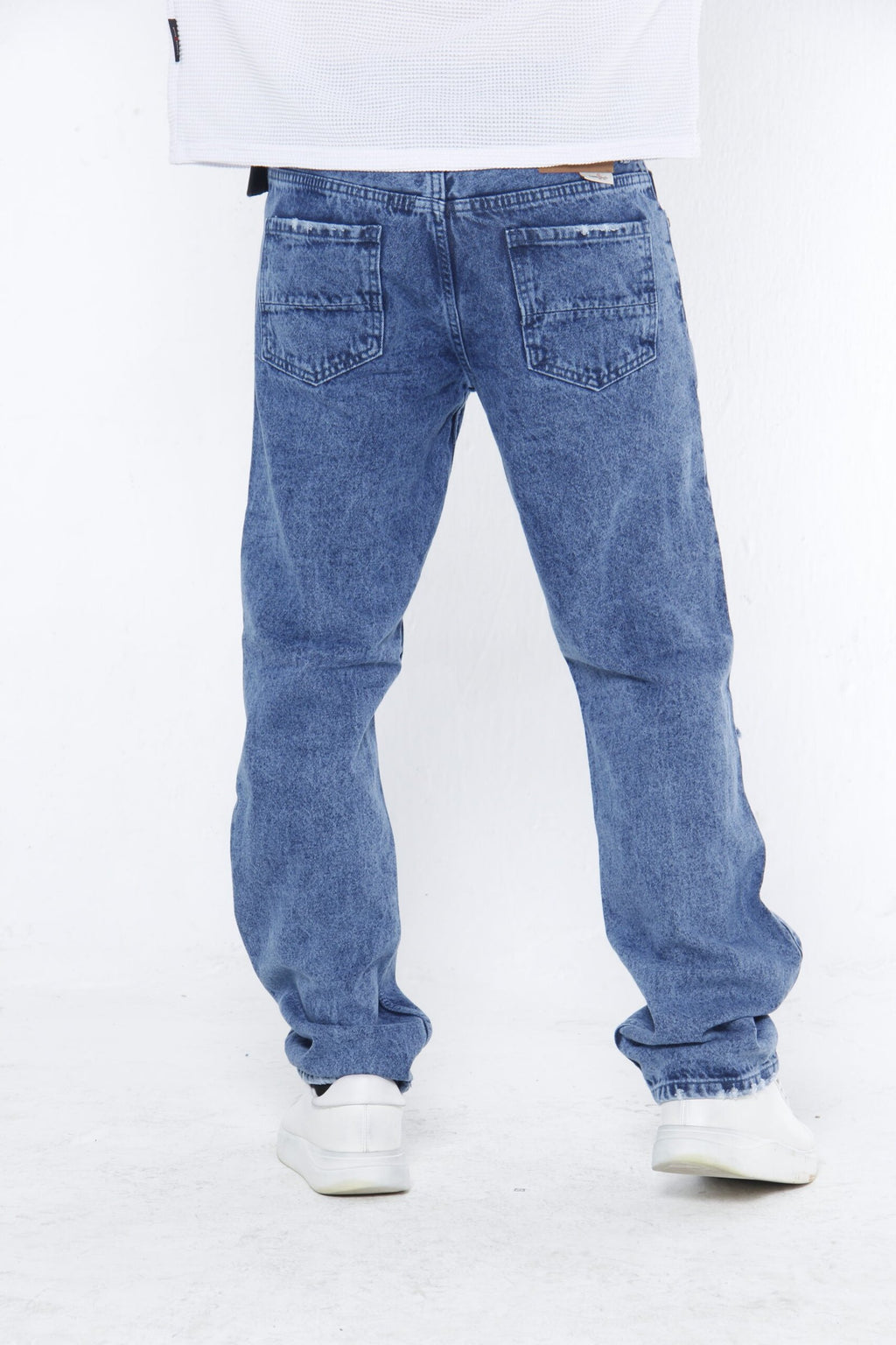 Jeans Rotos Hombre "Destroyed" - (Straight Fit) Azul Medio