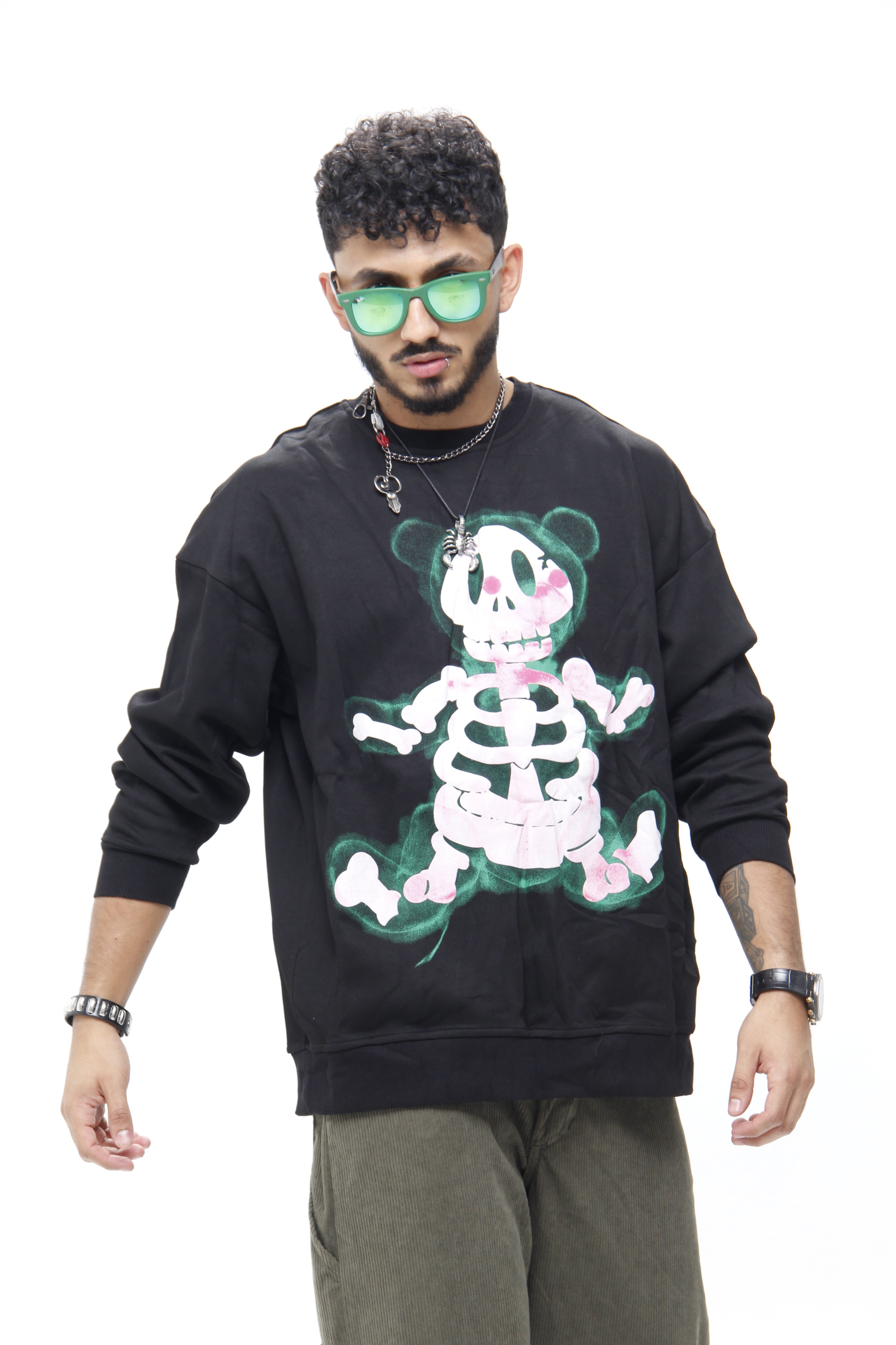 Buzo Oversize Negro "Skull Bear"