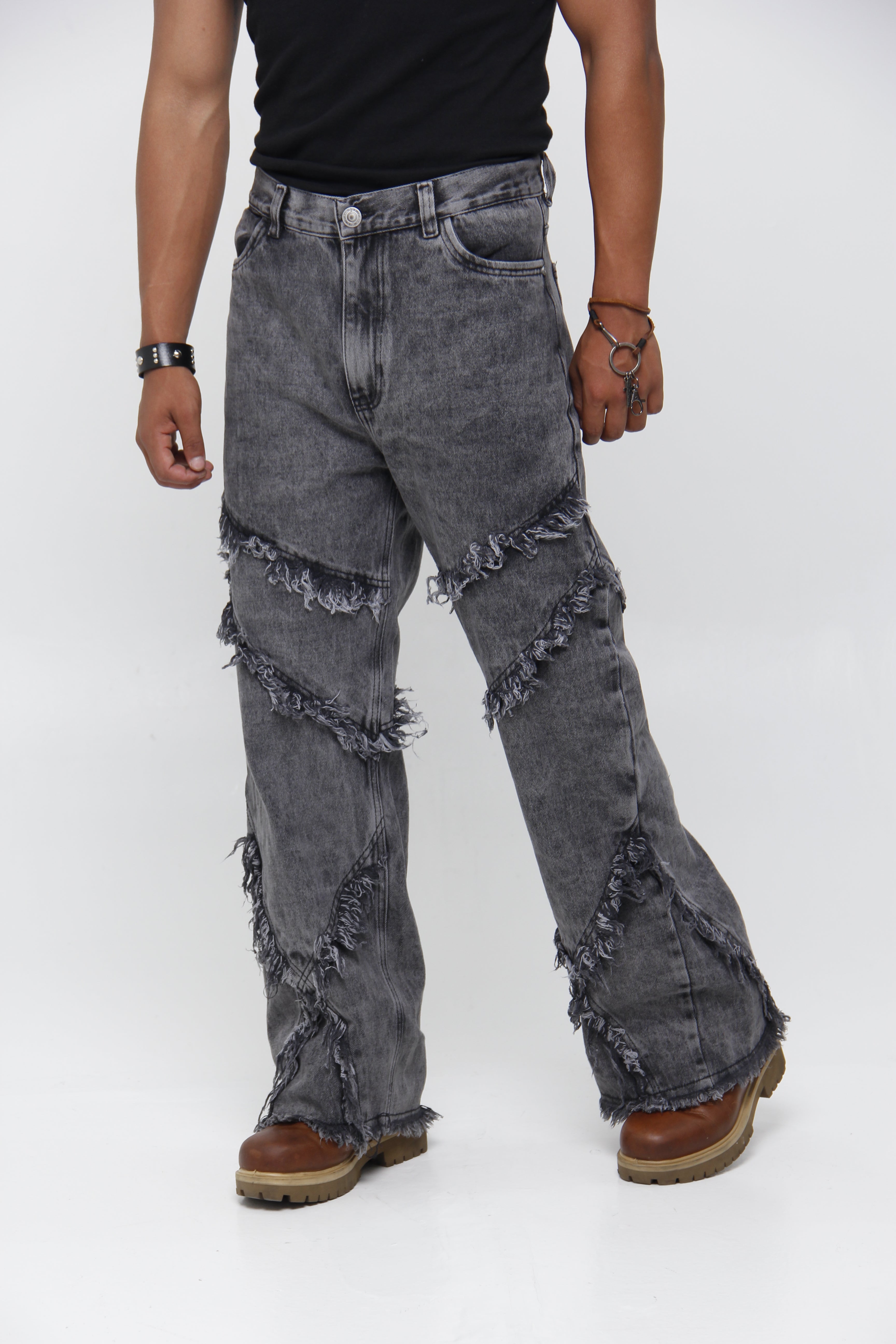 Jean Super Baggy con Costuras Deshilachadas - Estilo Grunge Urbano