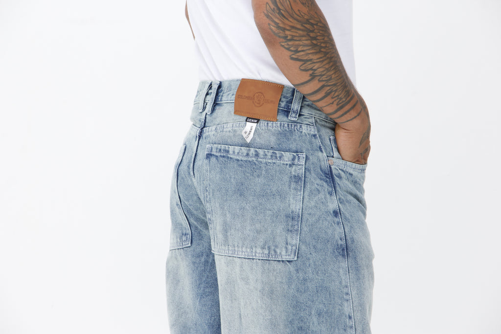Jean Extra Cargo Baggy Hombre Azul Claro Desgastado | Denim Oversize Streetwear