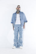 Jean Baggy para Hombre con Costuras Deshilachadas