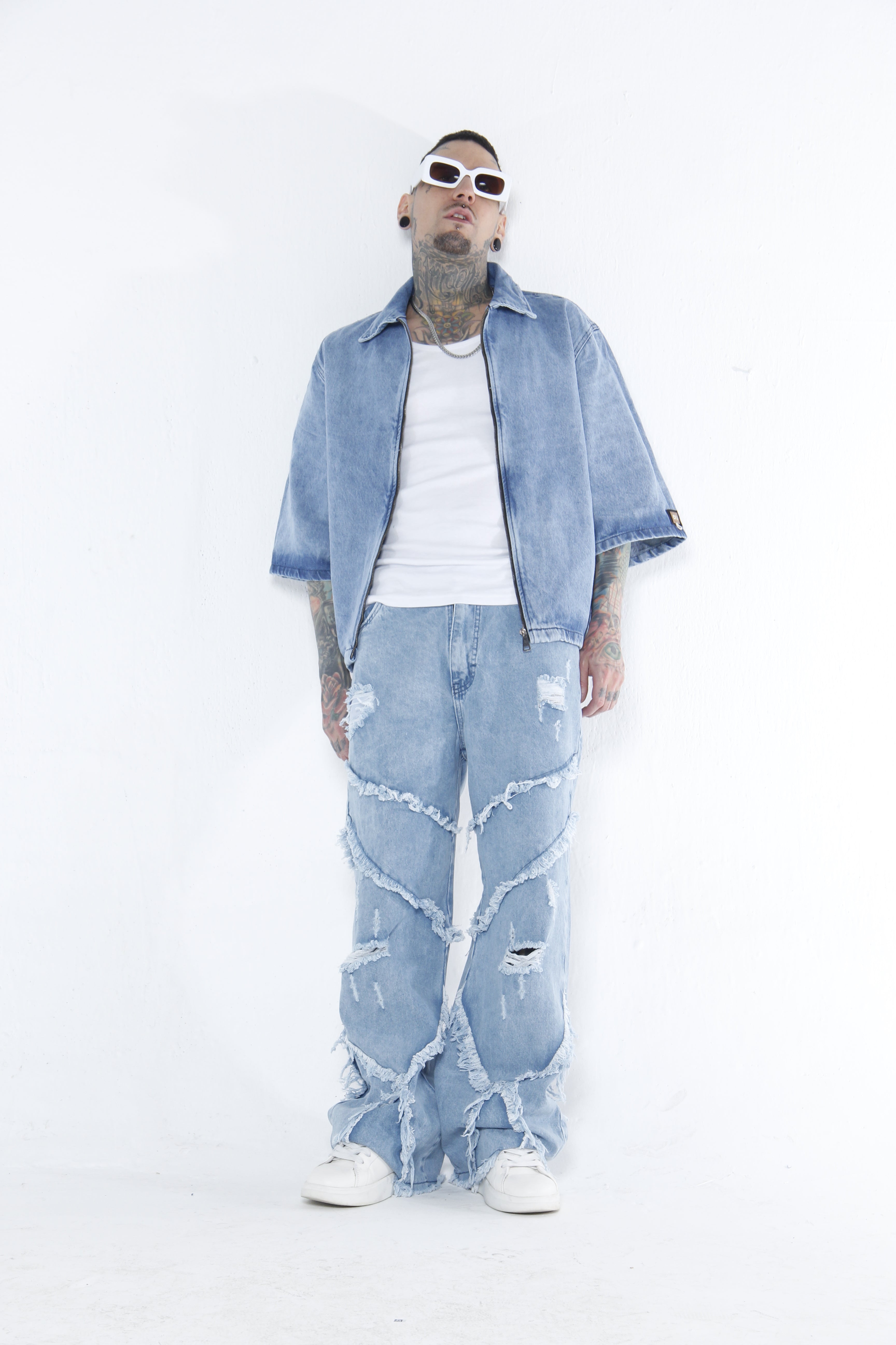 Jean Baggy para Hombre con Costuras Deshilachadas