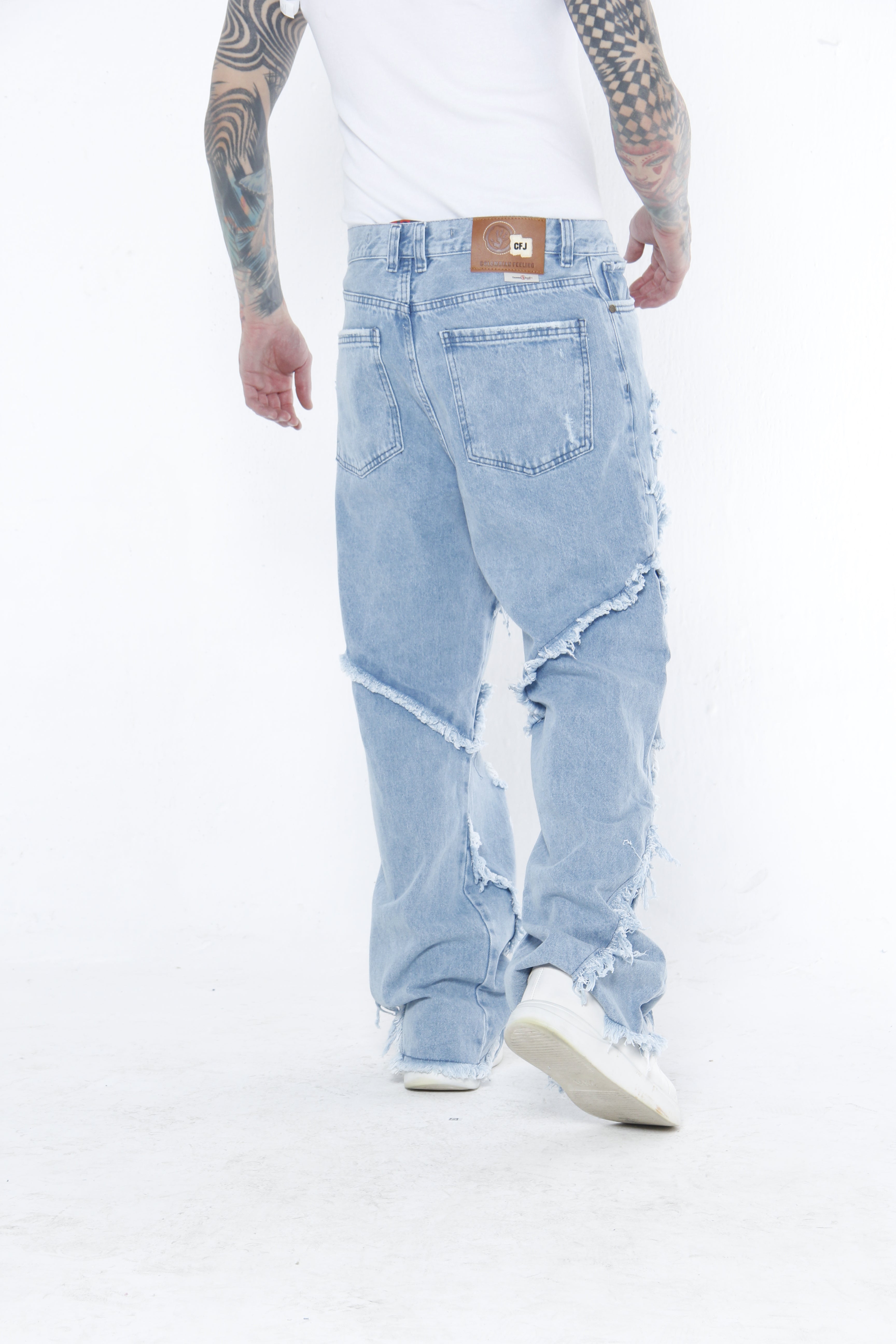 Jean Baggy para Hombre con Costuras Deshilachadas