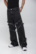 Jean Super Baggy con Costuras Deshilachadas - Estilo Grunge Urbano