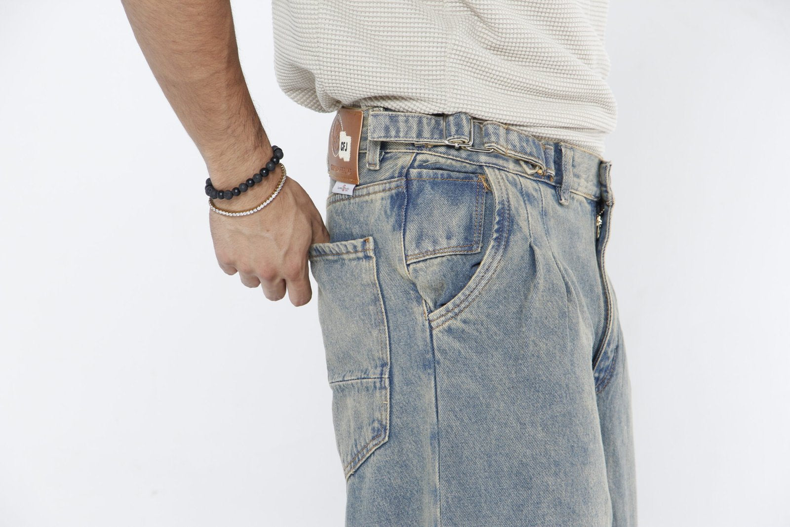 Jeans Hombre Baggy "Dirty Wash" (Efecto Vintage) - Con Pinzas y Ajuste Lateral