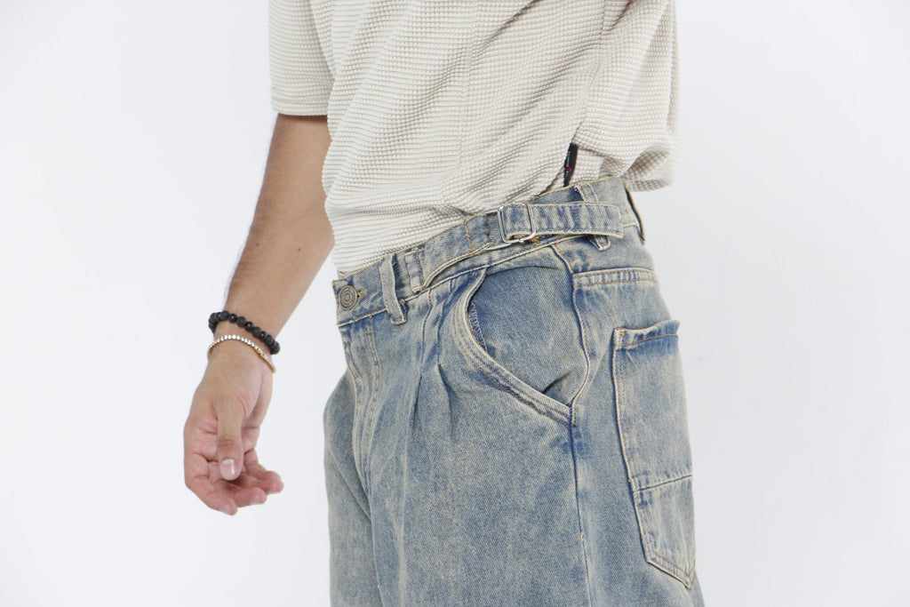 Jeans Hombre Baggy "Dirty Wash" (Efecto Vintage) - Con Pinzas y Ajuste Lateral