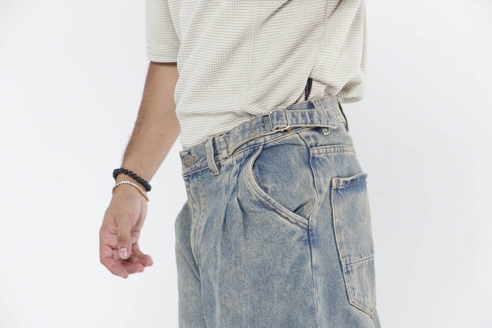 Jeans Hombre Baggy "Dirty Wash" (Efecto Vintage) - Con Pinzas y Ajuste Lateral