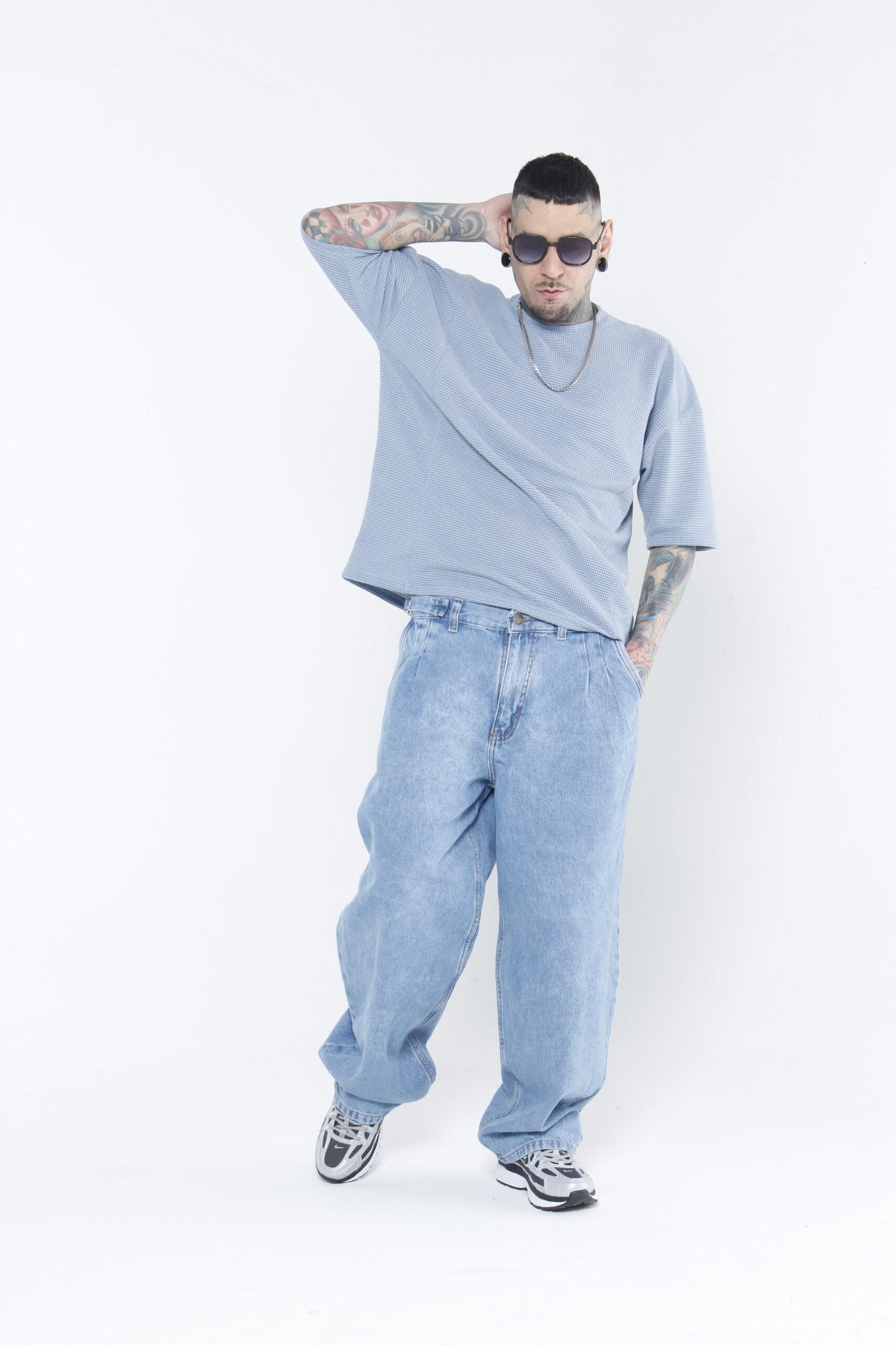 Jeans Baggy - Azul Claro (Ice Wash) y Cintura Ajustable
