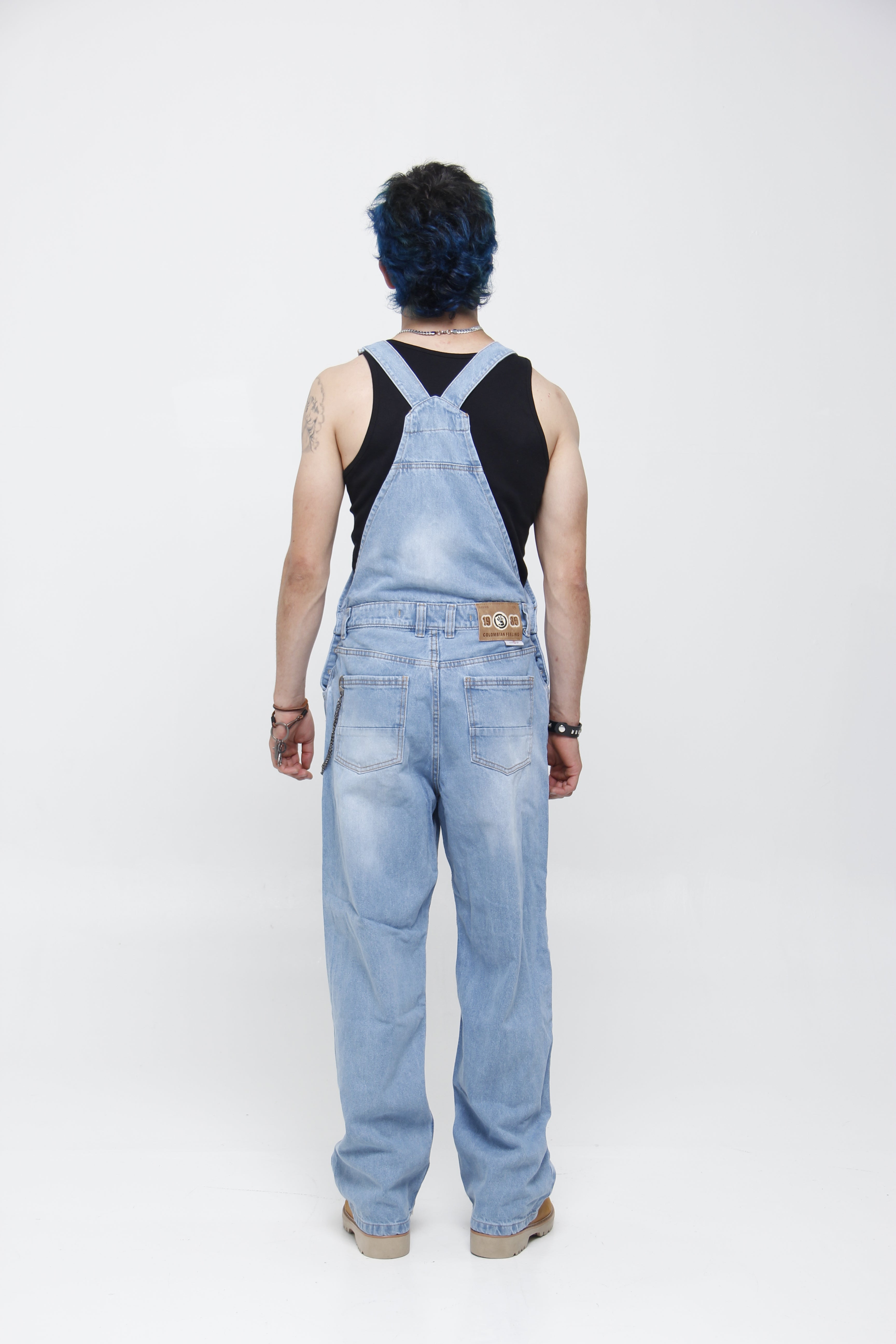 Overol de Jean Azul Índigo para Hombre - Silueta Relaxed Fit Utilitaria