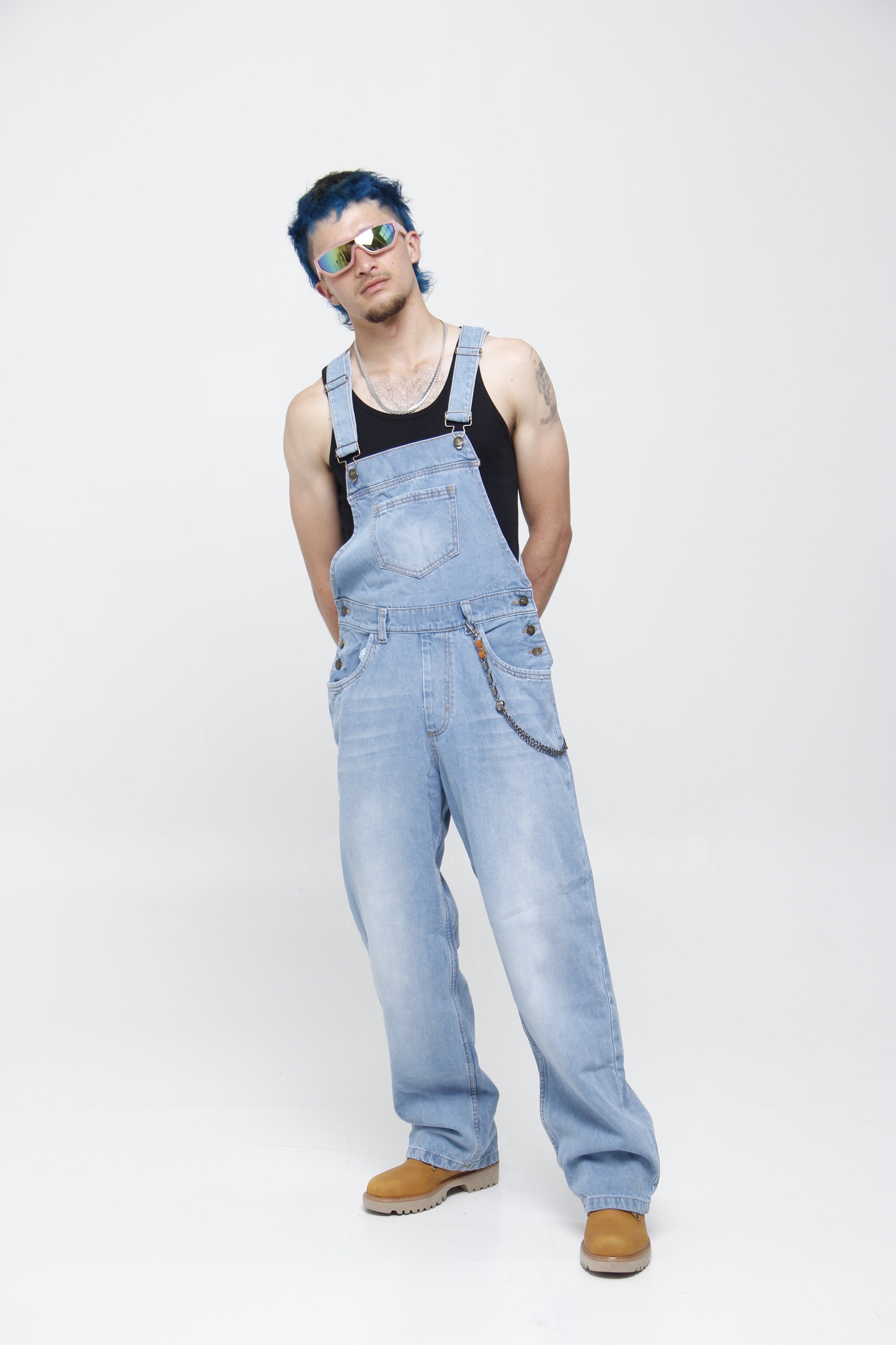 Overol de Jean Azul Índigo para Hombre - Silueta Relaxed Fit Utilitaria