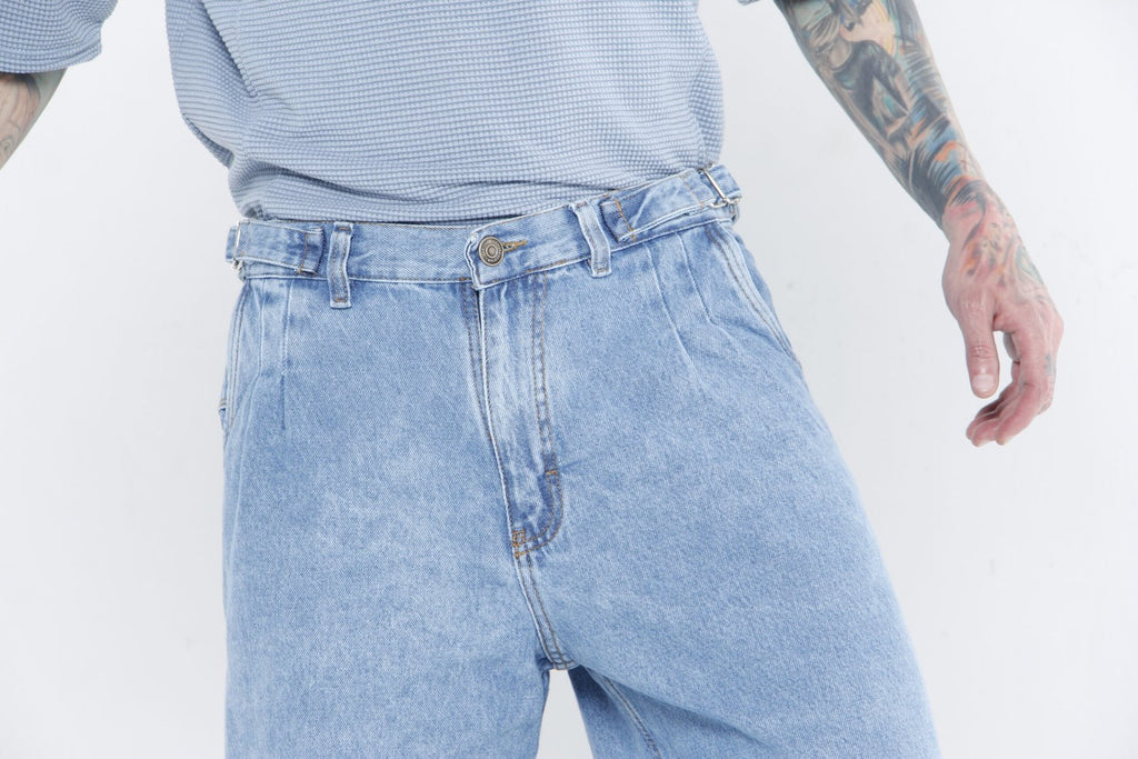 Jeans Baggy - Azul Claro (Ice Wash) y Cintura Ajustable