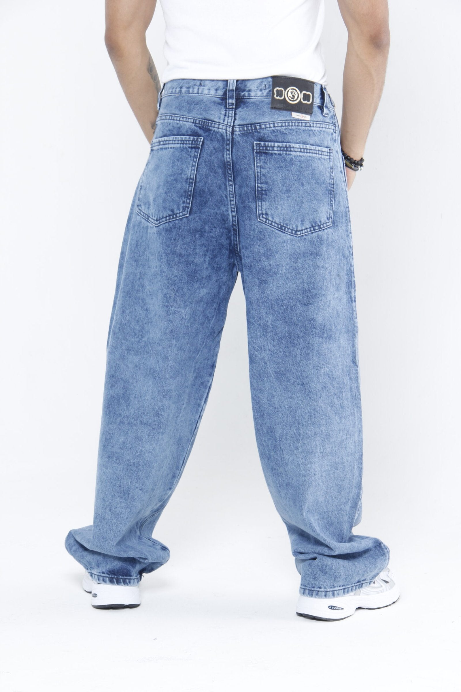 Jeans Baggy Fit - Azul Ácido (Acid Wash) con Cintura Ajustable