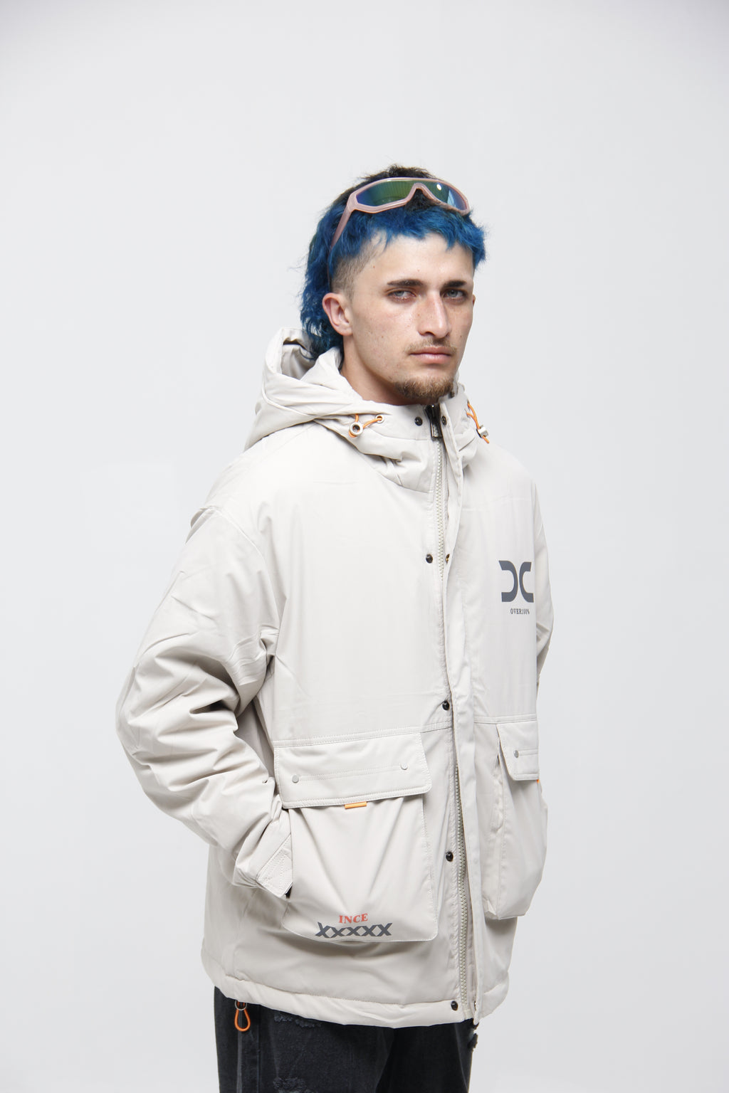 Chaqueta Cortavientos Blanco Hueso para Hombre Táctica - Estilo Parka Gorpcore