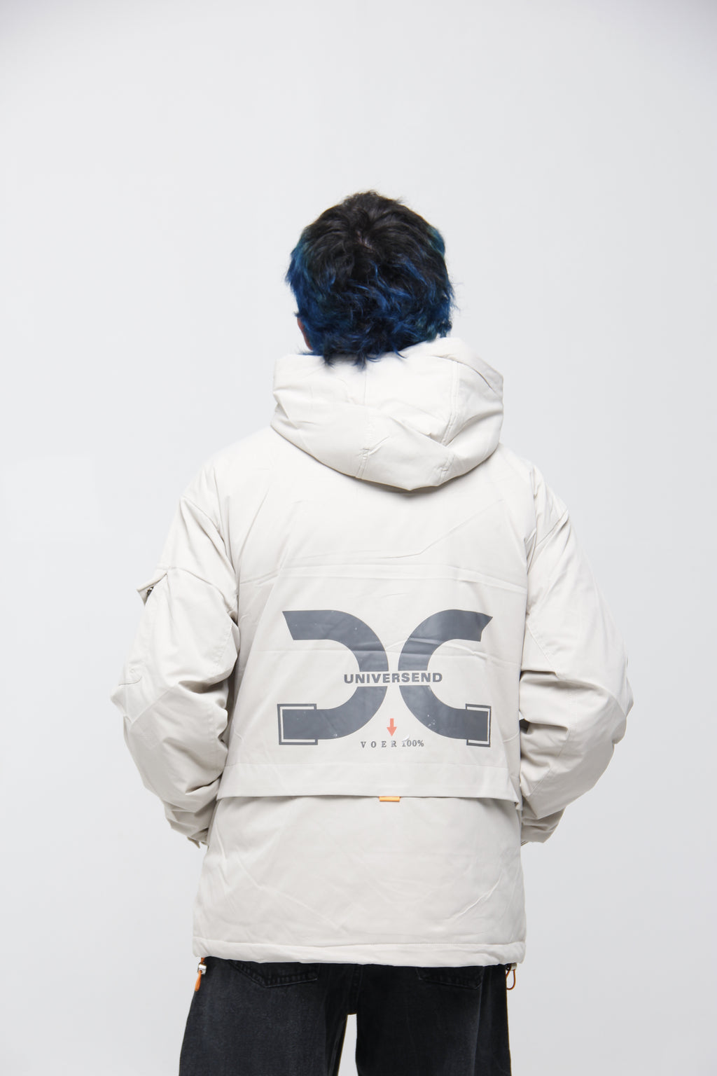Chaqueta Cortavientos Blanco Hueso para Hombre Táctica - Estilo Parka Gorpcore