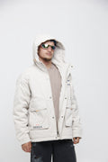 Chaqueta Cortavientos Blanco Hueso para Hombre Táctica - Estilo Parka Gorpcore