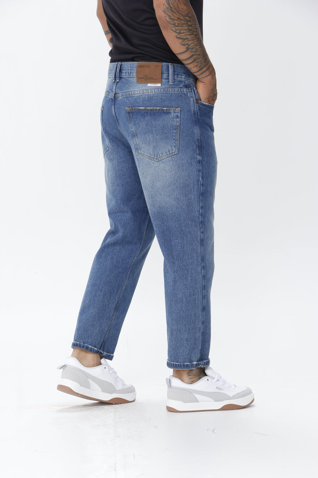 Jean para Hombre - Pantalón Denim Azul Medio de Corte Tapered Relaxed