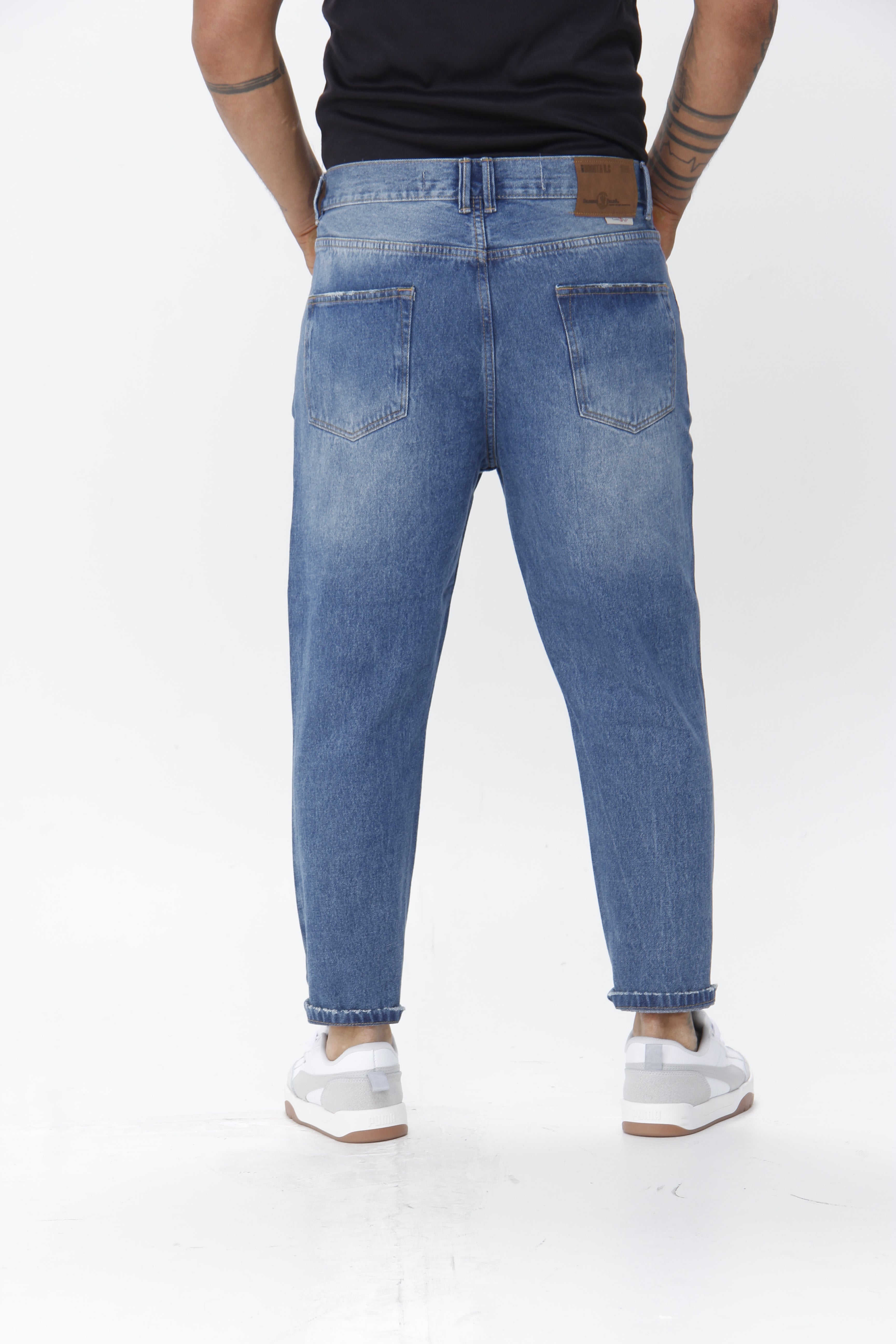 Jean para Hombre - Pantalón Denim Azul Medio de Corte Tapered Relaxed