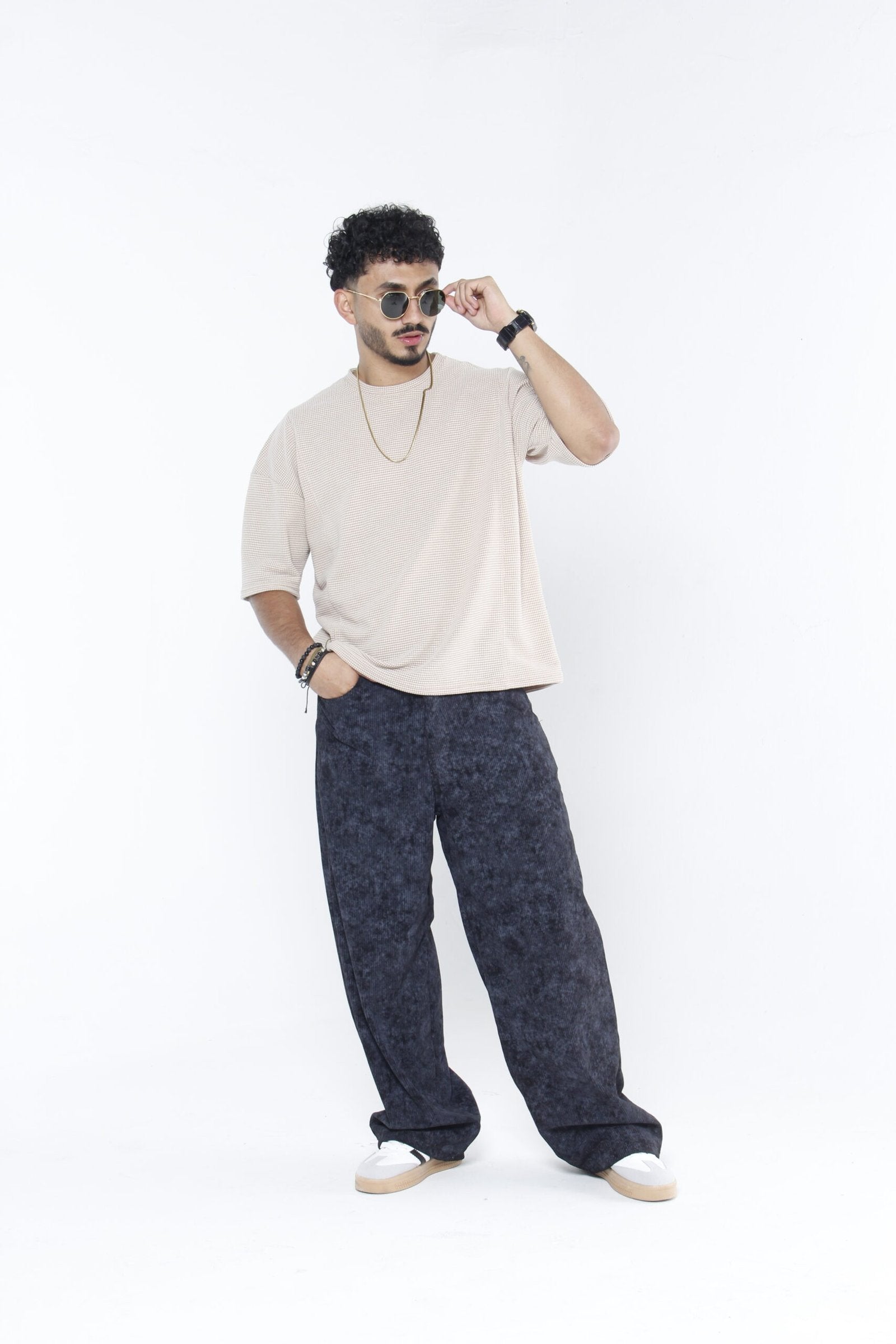 Pantalón Pana Baggy Negro Mineral  - Corduroy Ancho Texturizado