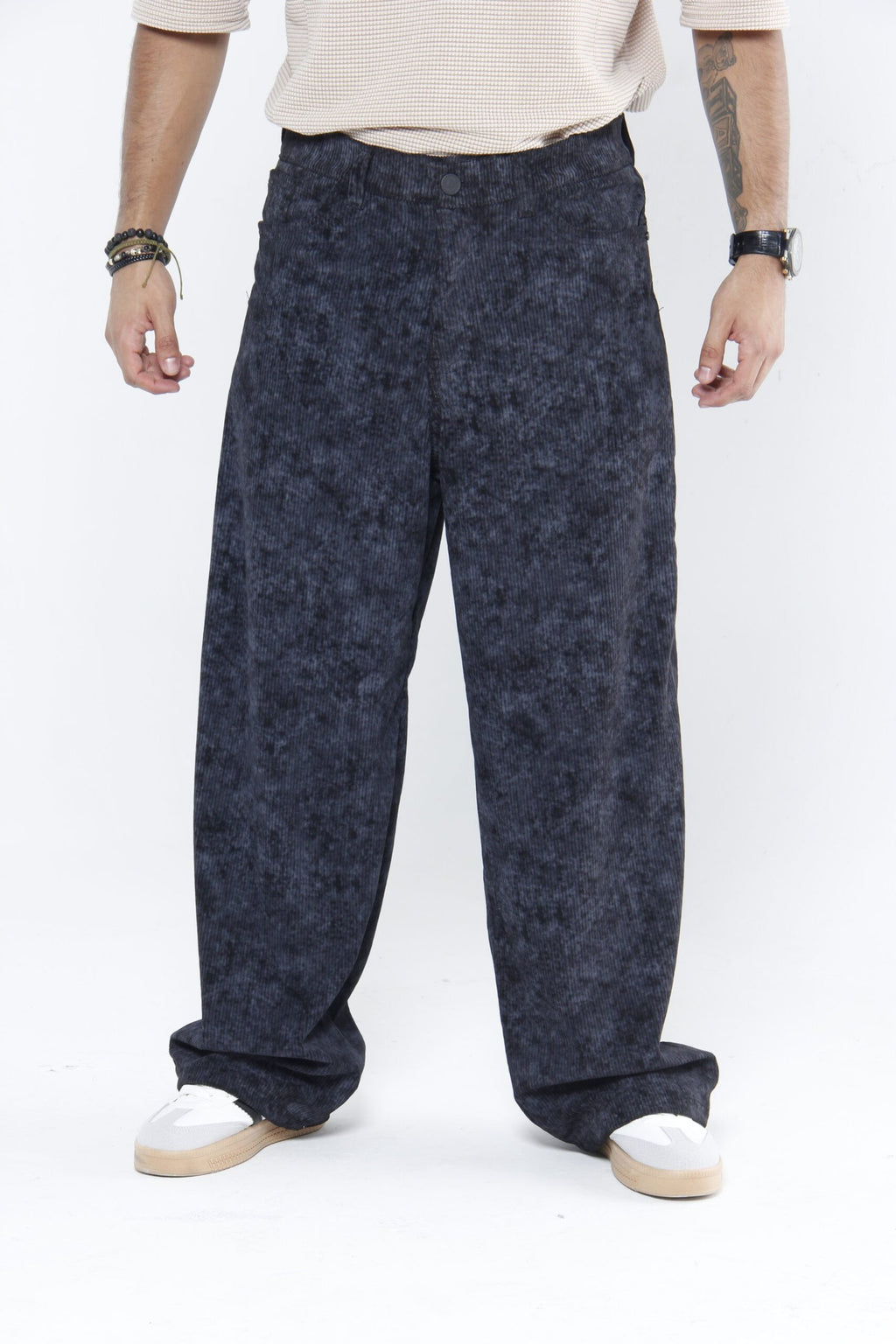 Pantalón Pana Baggy Negro Mineral  - Corduroy Ancho Texturizado