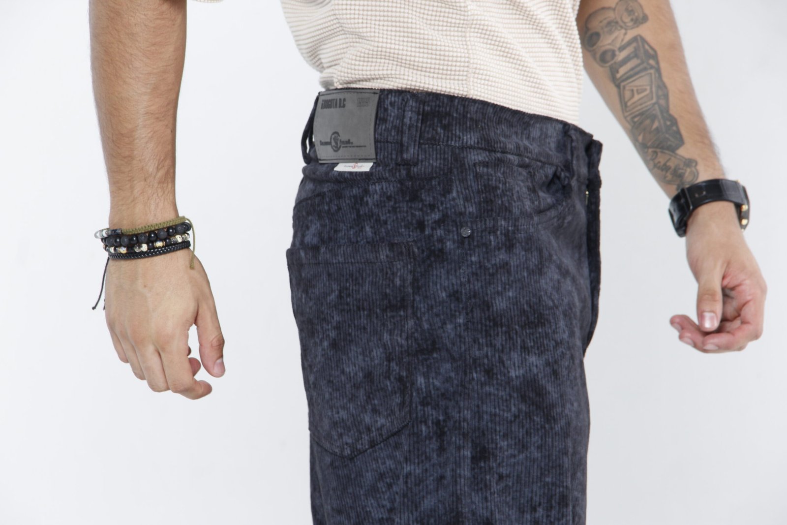 Pantalón Pana Baggy Negro Mineral  - Corduroy Ancho Texturizado