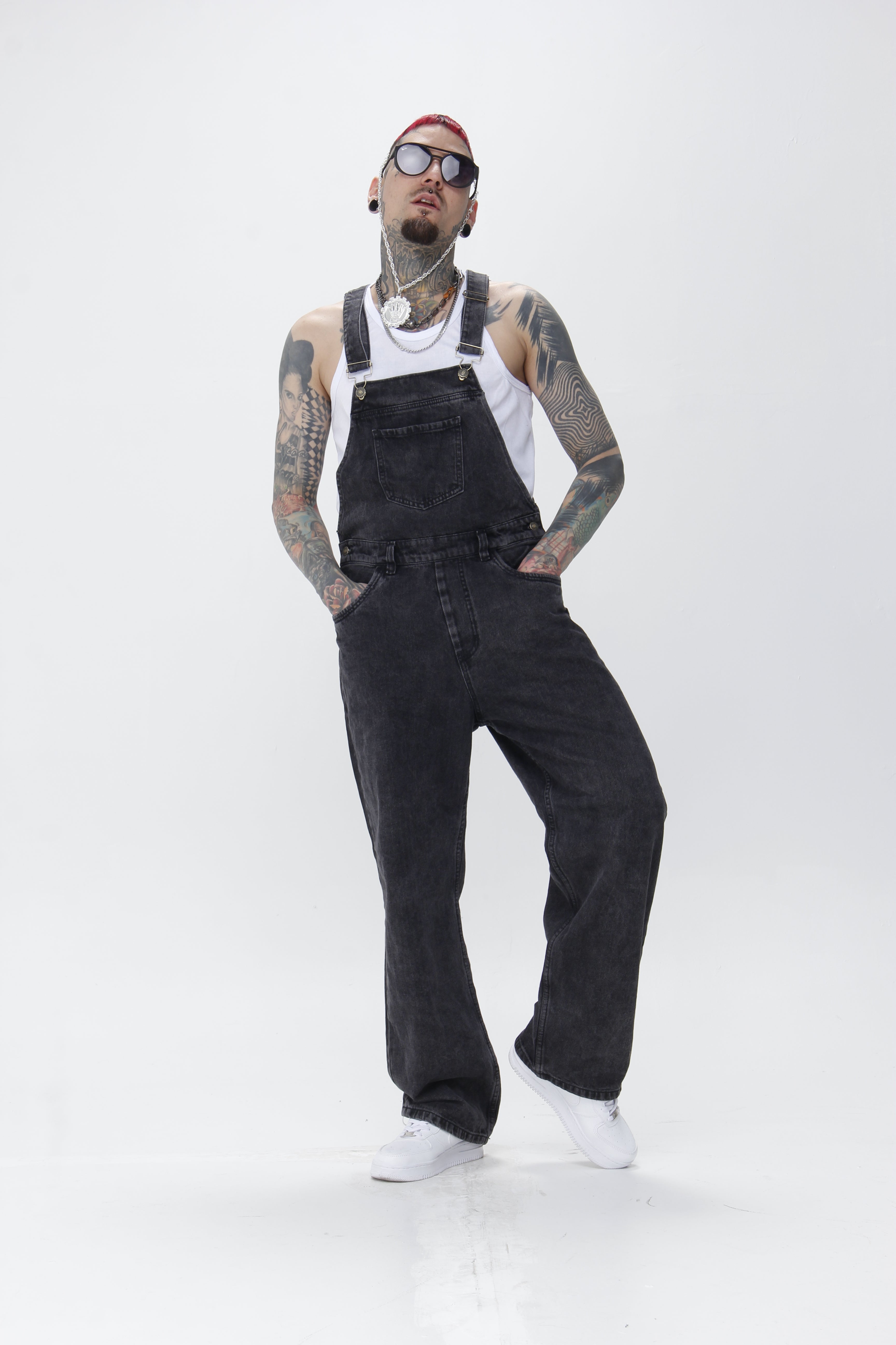 Overol Cargo Unisex Denim Gris Oscuro