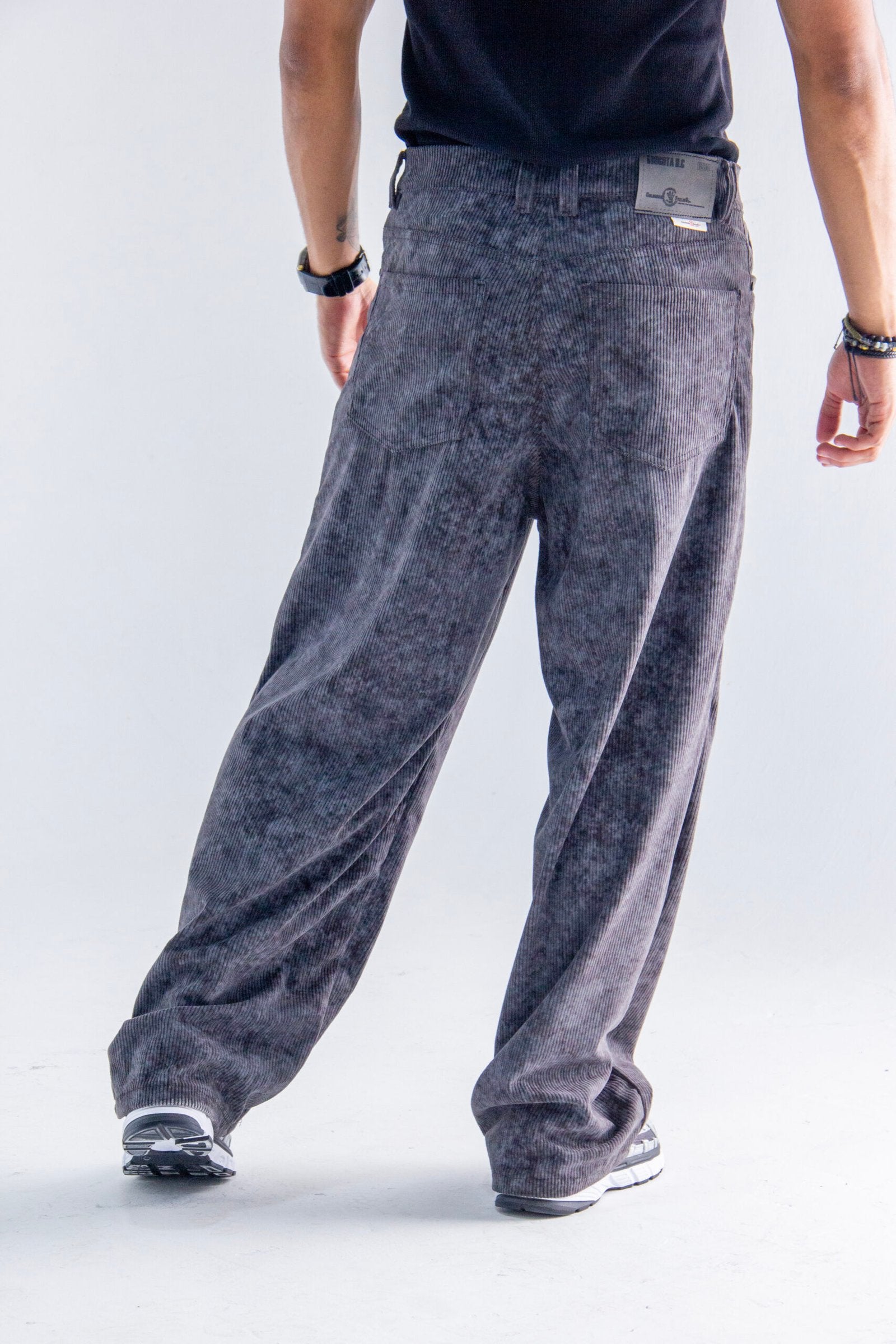 Pantalón Pana Baggy Gris Humo - Corduroy Ancho Lavado Mineral