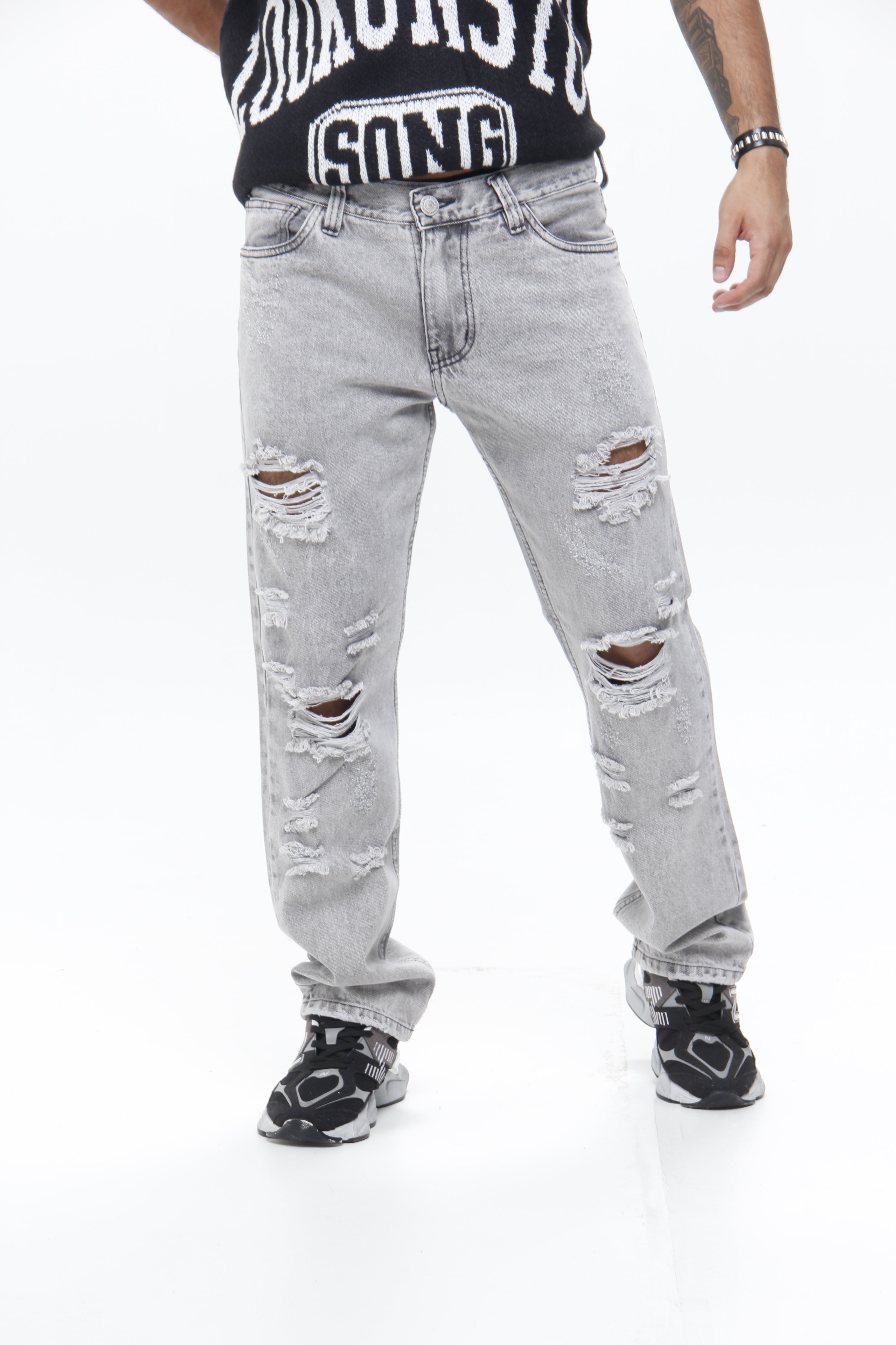 Jean Relax Fit – Pantalón Denim Desgastado Estilo Urbano y Skater