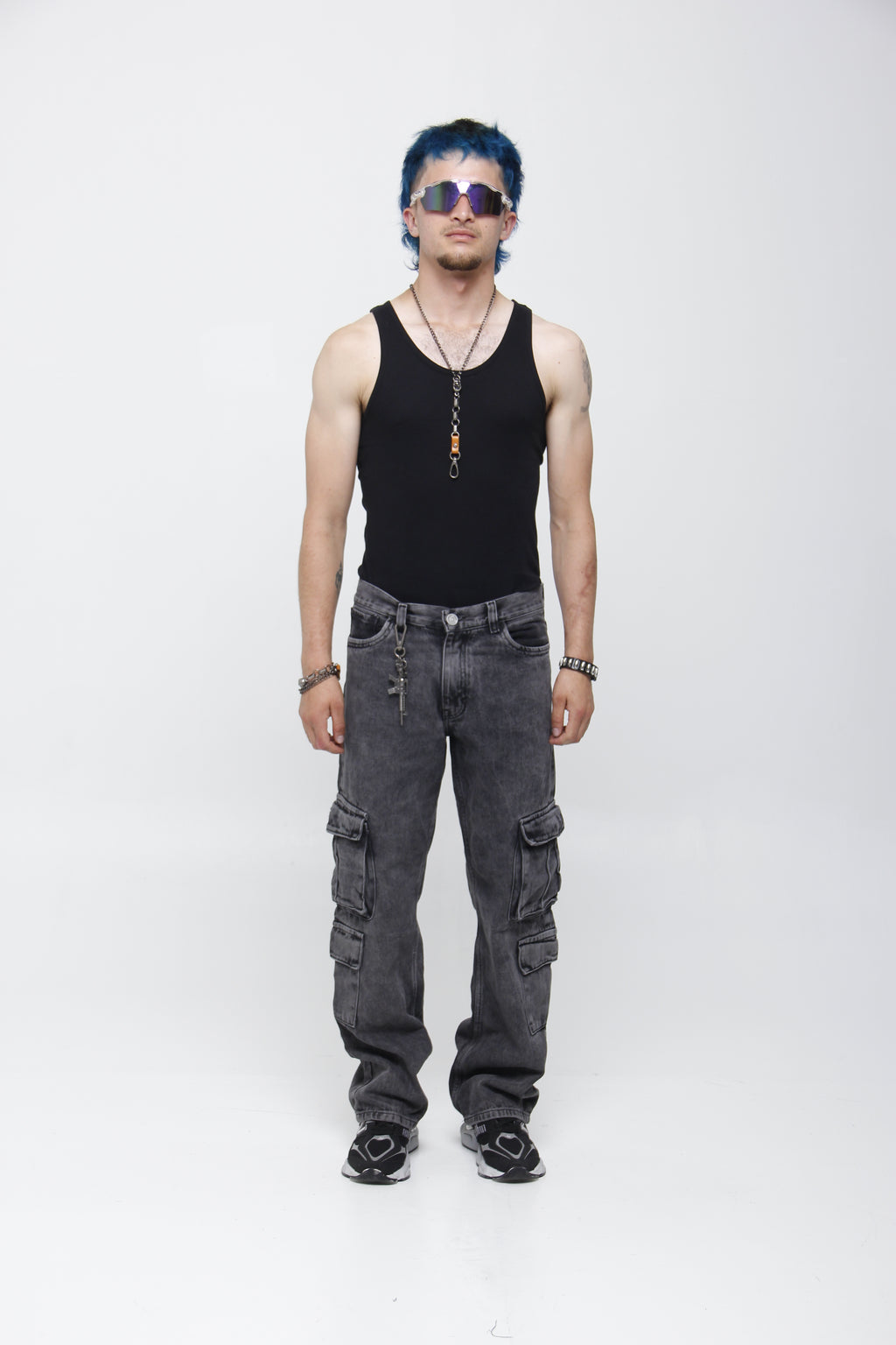 Jean Cargo para Hombre - Estilo Utilitario Acid Wash