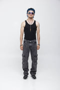 Jean Cargo para Hombre - Estilo Utilitario Acid Wash