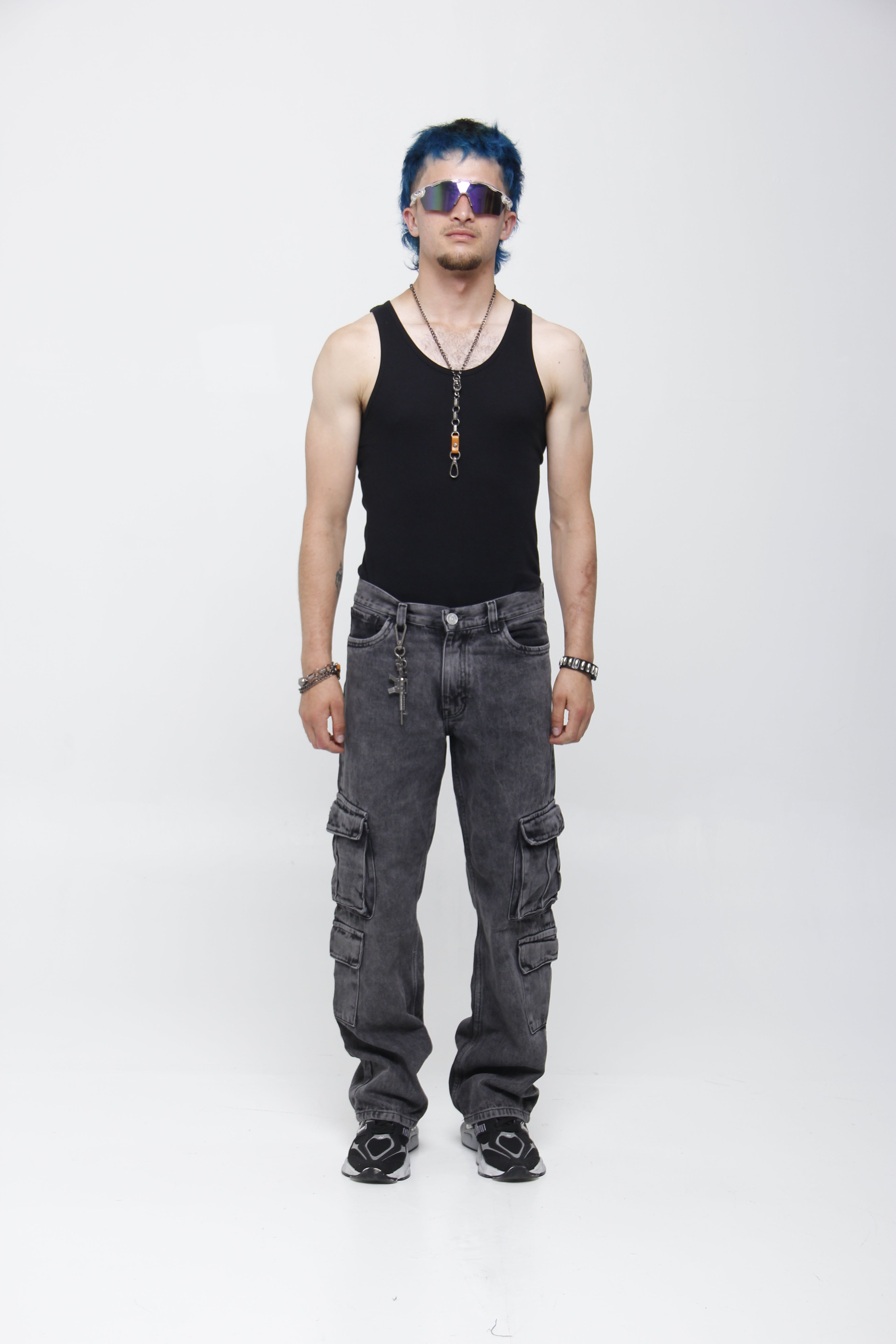 Jean Cargo para Hombre - Estilo Utilitario Acid Wash