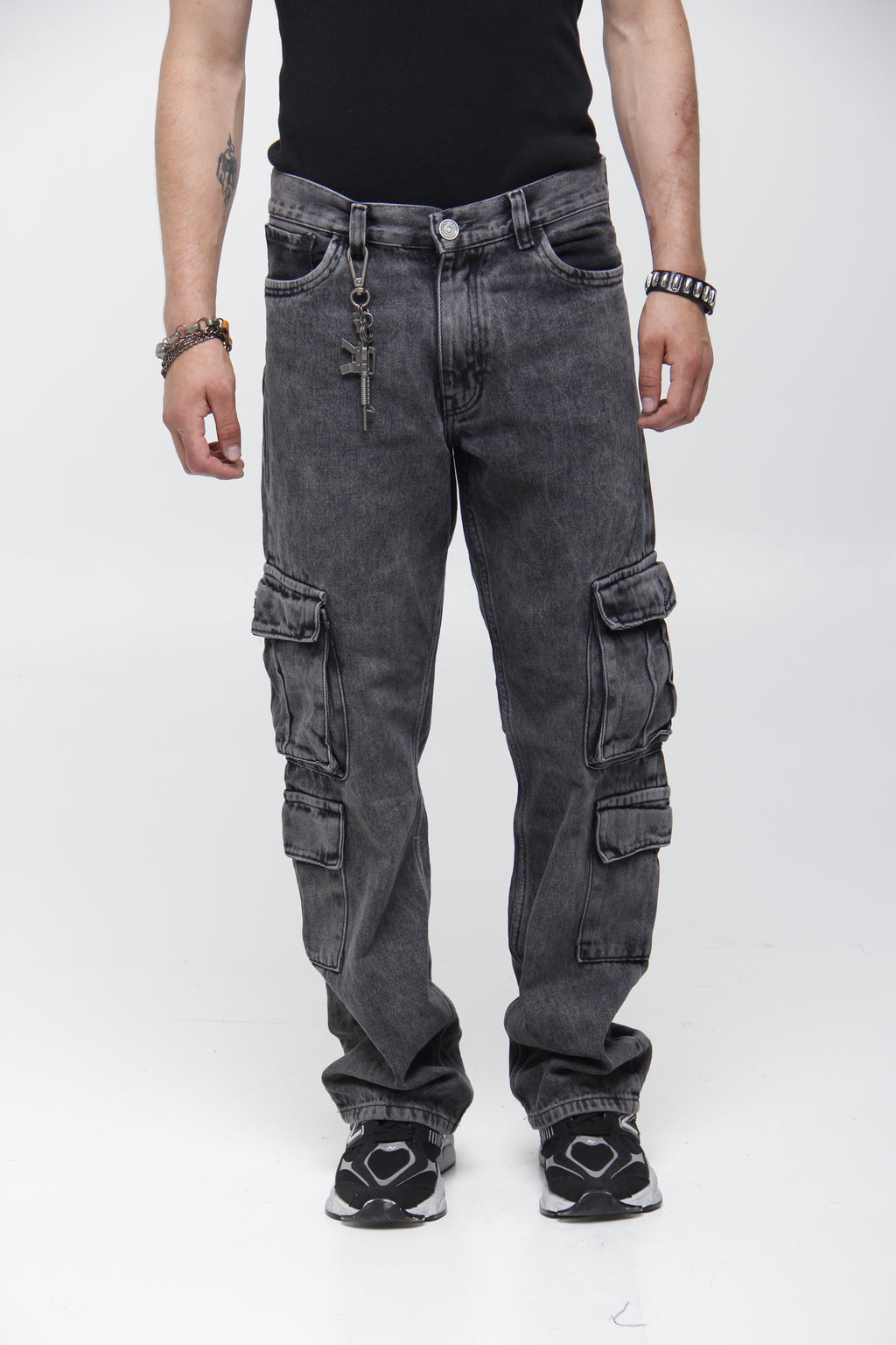 Jean Cargo para Hombre - Estilo Utilitario Acid Wash