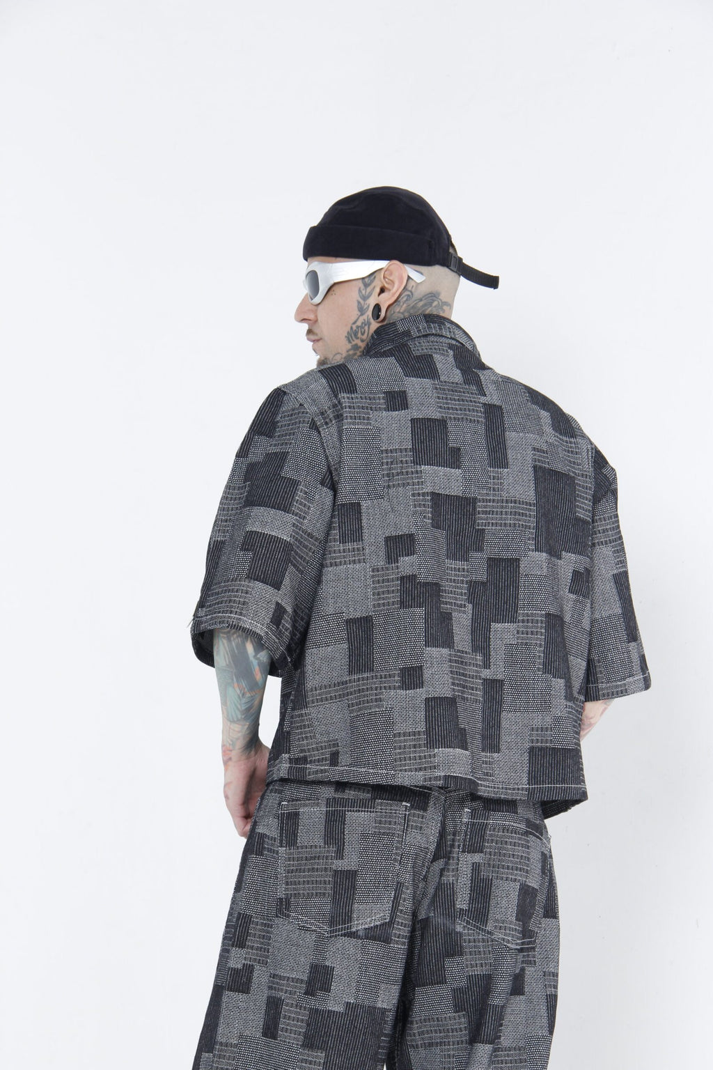 Camisa Jackard Gris Geometrico