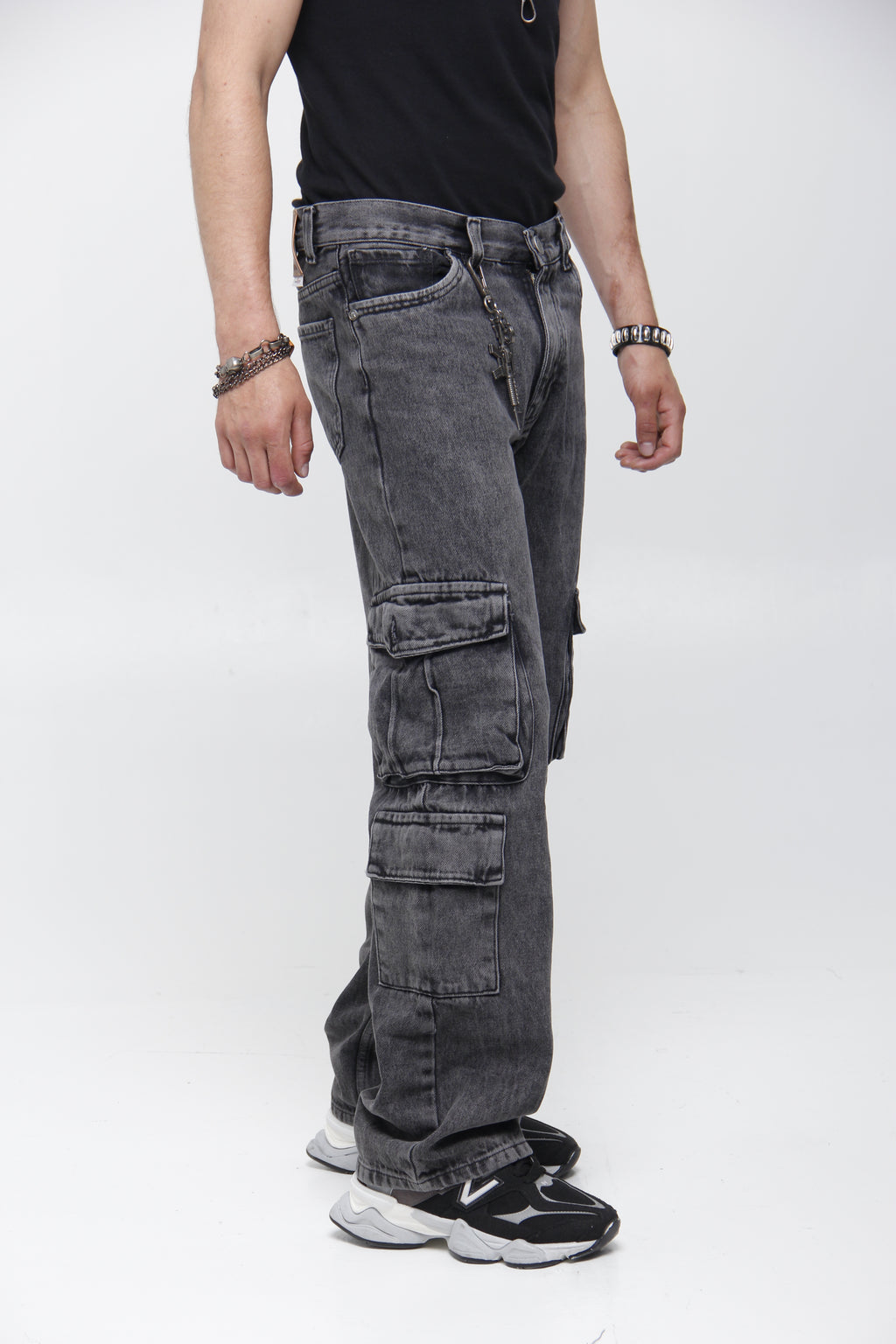 Jean Cargo para Hombre - Estilo Utilitario Acid Wash