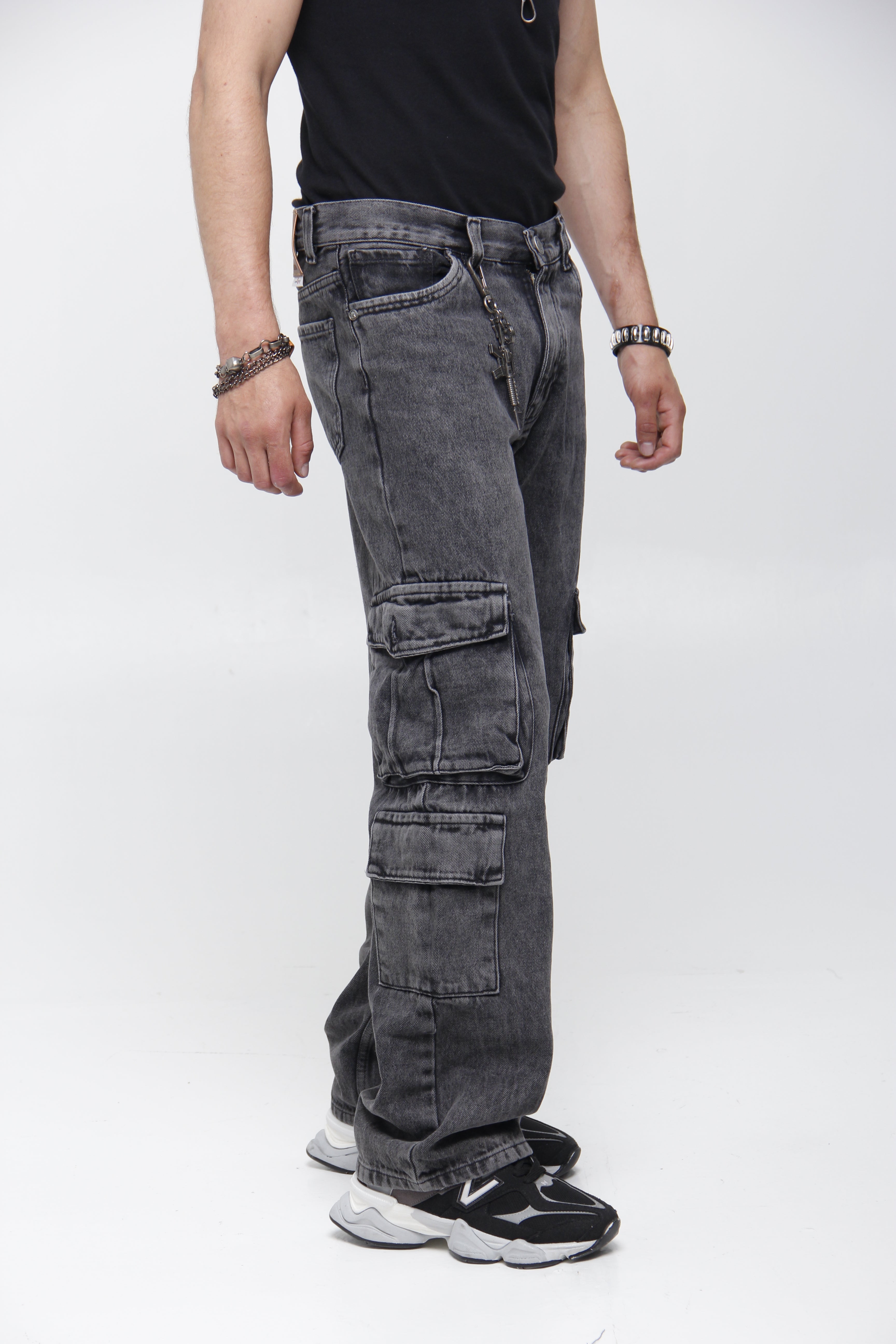 Jean Cargo para Hombre - Estilo Utilitario Acid Wash