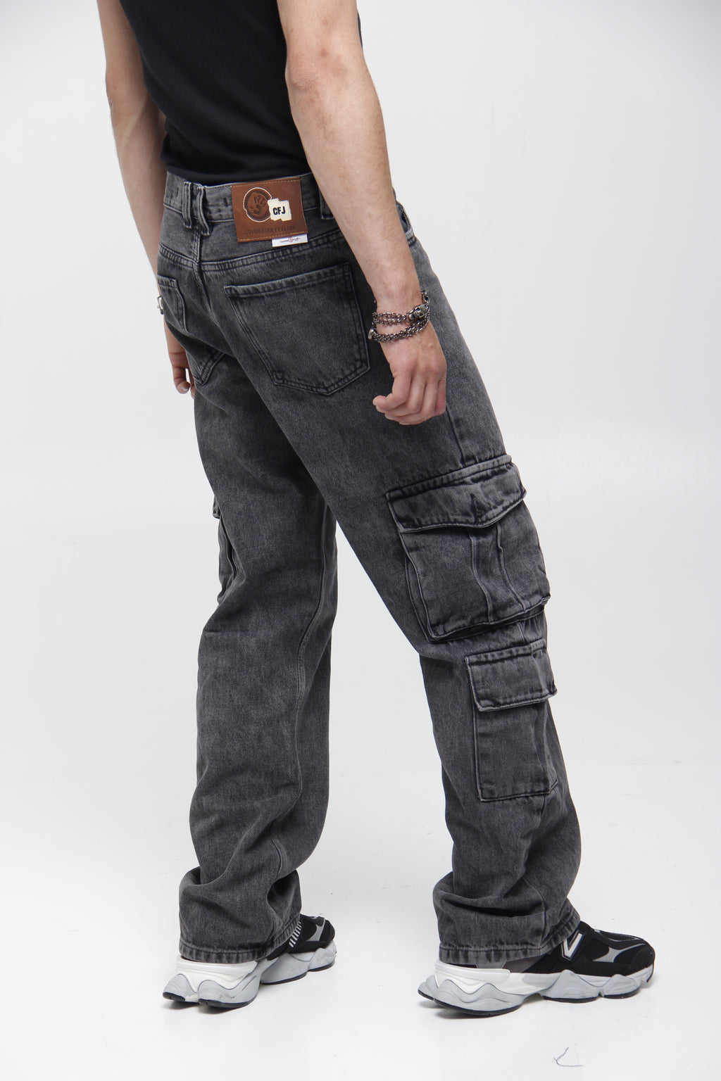 Jean Cargo para Hombre - Estilo Utilitario Acid Wash