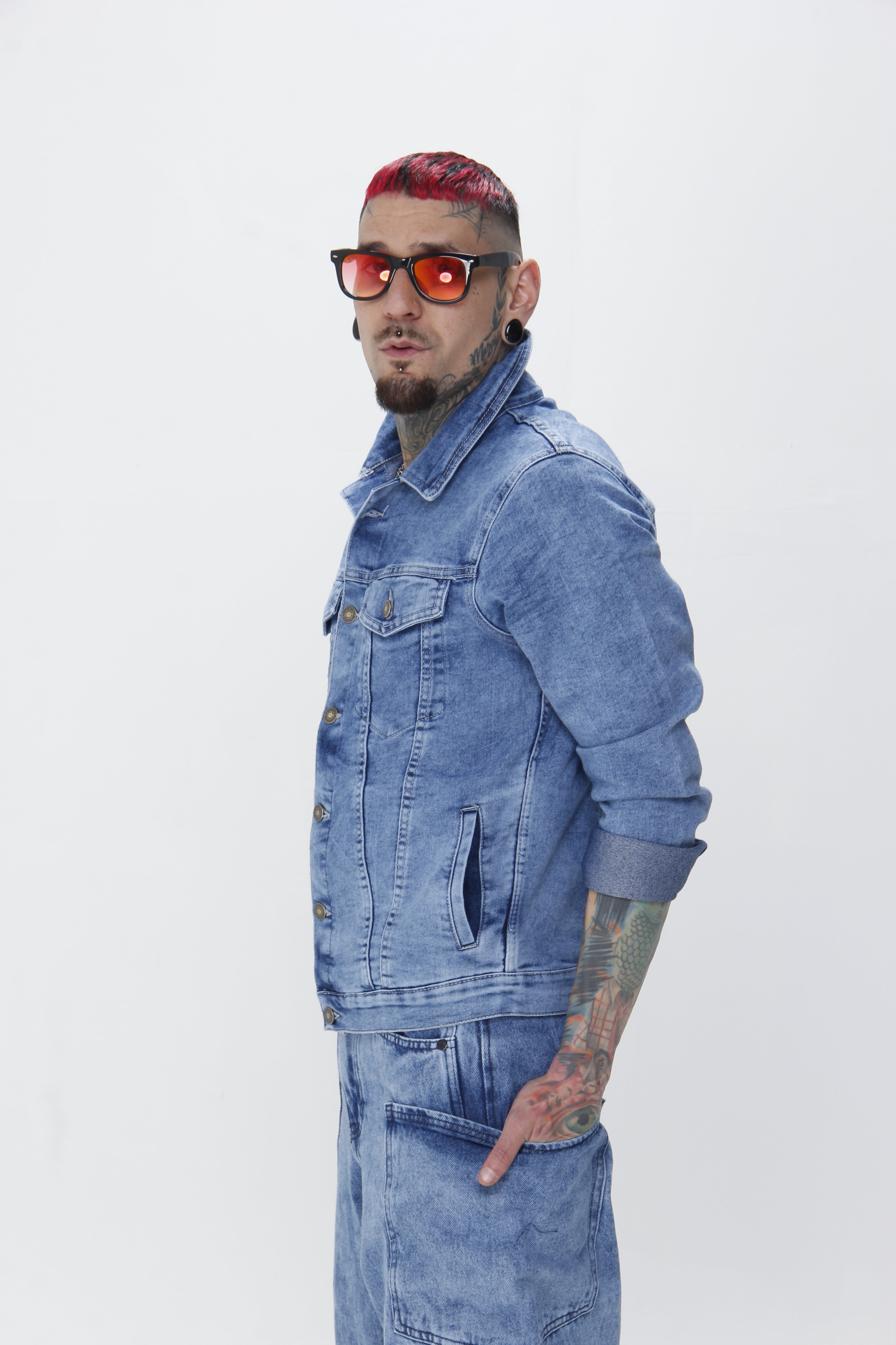 Chaqueta Denim Azul stone Clásica licrada - Corte Regular