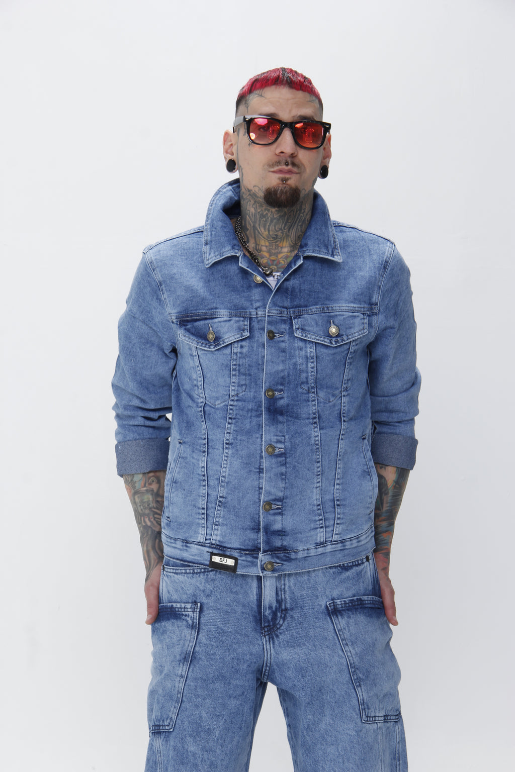 Chaqueta Denim Azul stone Clásica licrada - Corte Regular