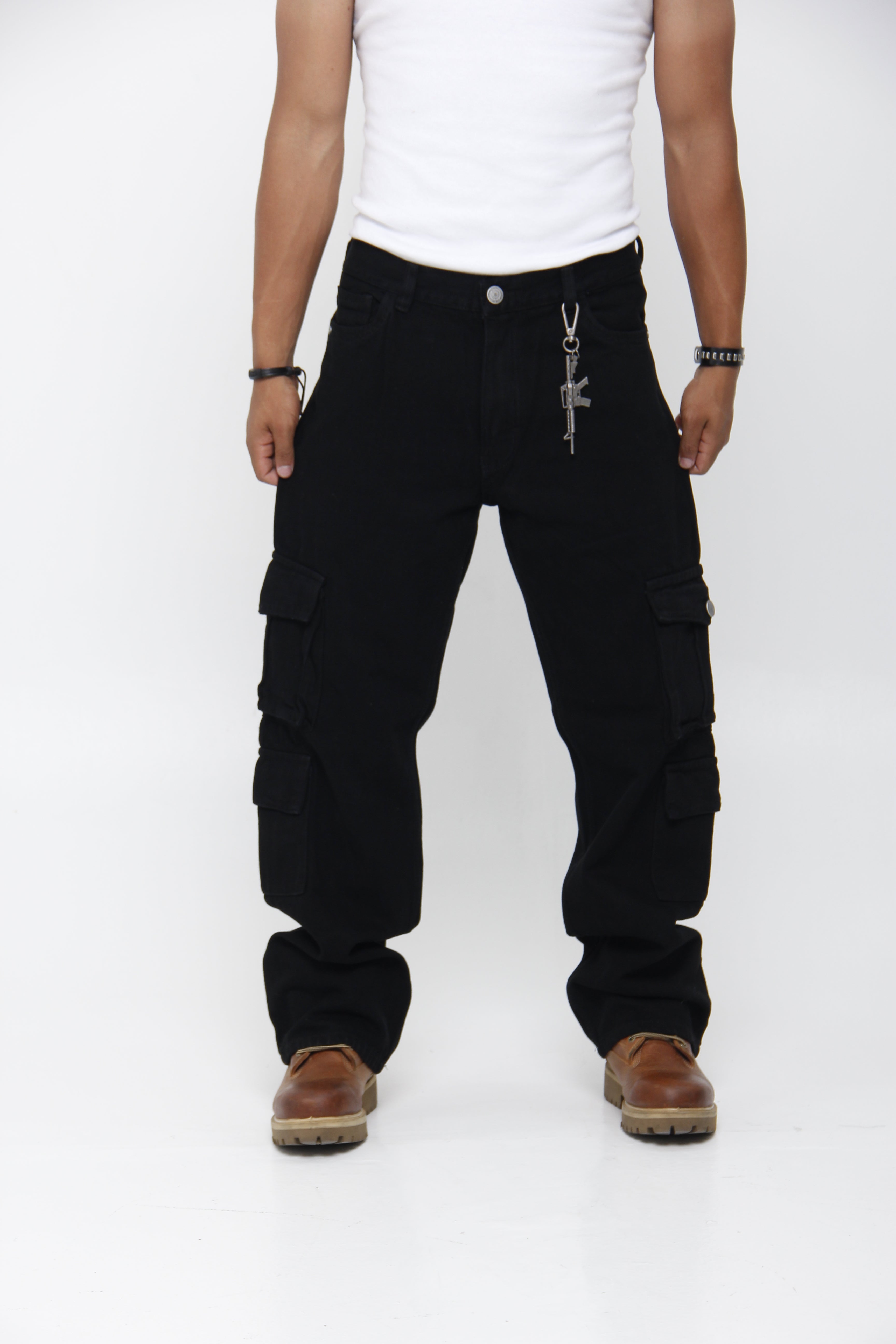 Jean Cargo para Hombre - Estilo Utilitario Acid Wash