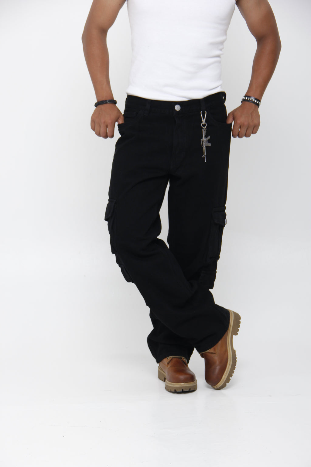 Jean Cargo para Hombre - Estilo Utilitario Acid Wash
