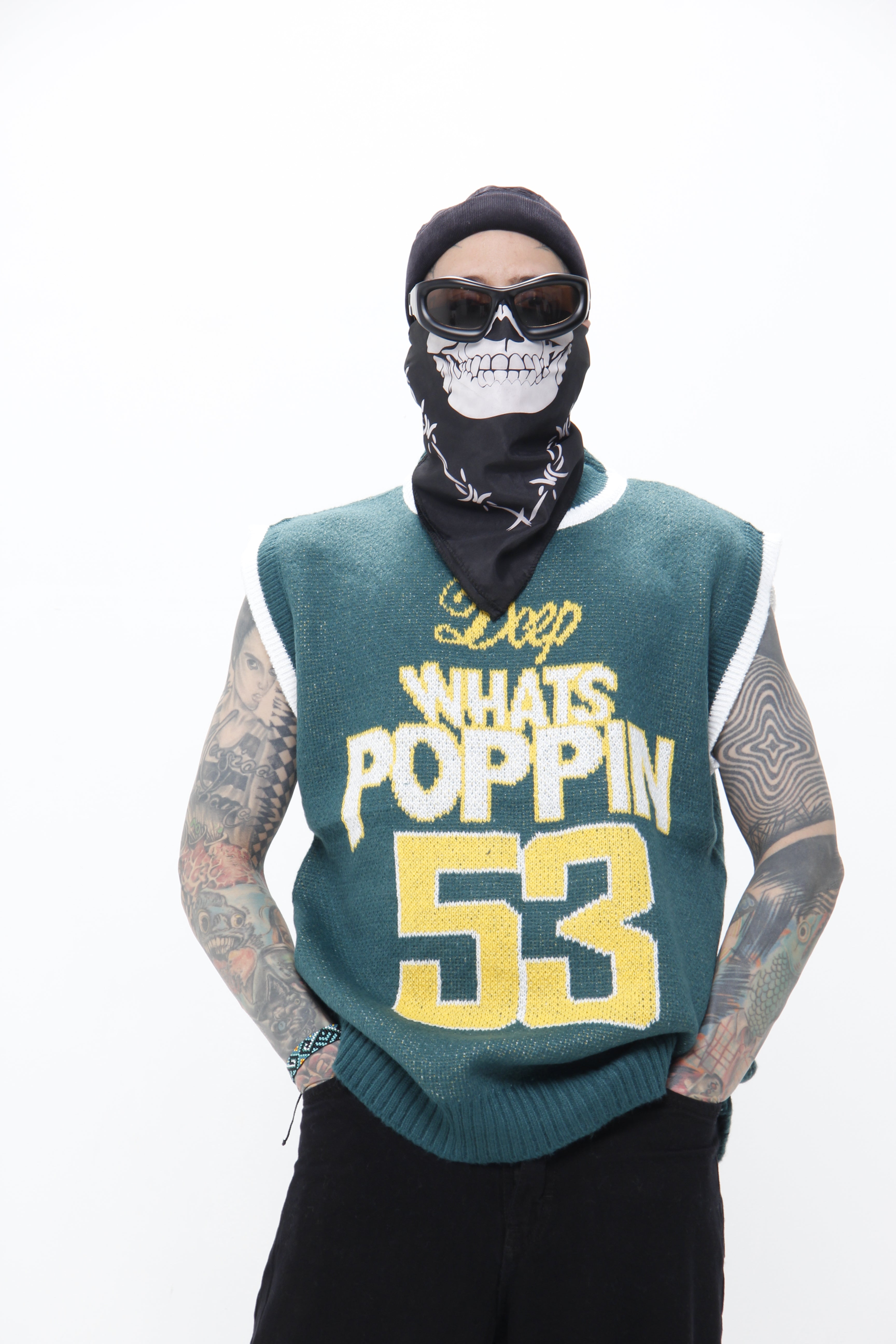 Chaleco de Punto Oversize "Whats Poppin" –  Streetwear Estilo Hip-Hop & Y2K